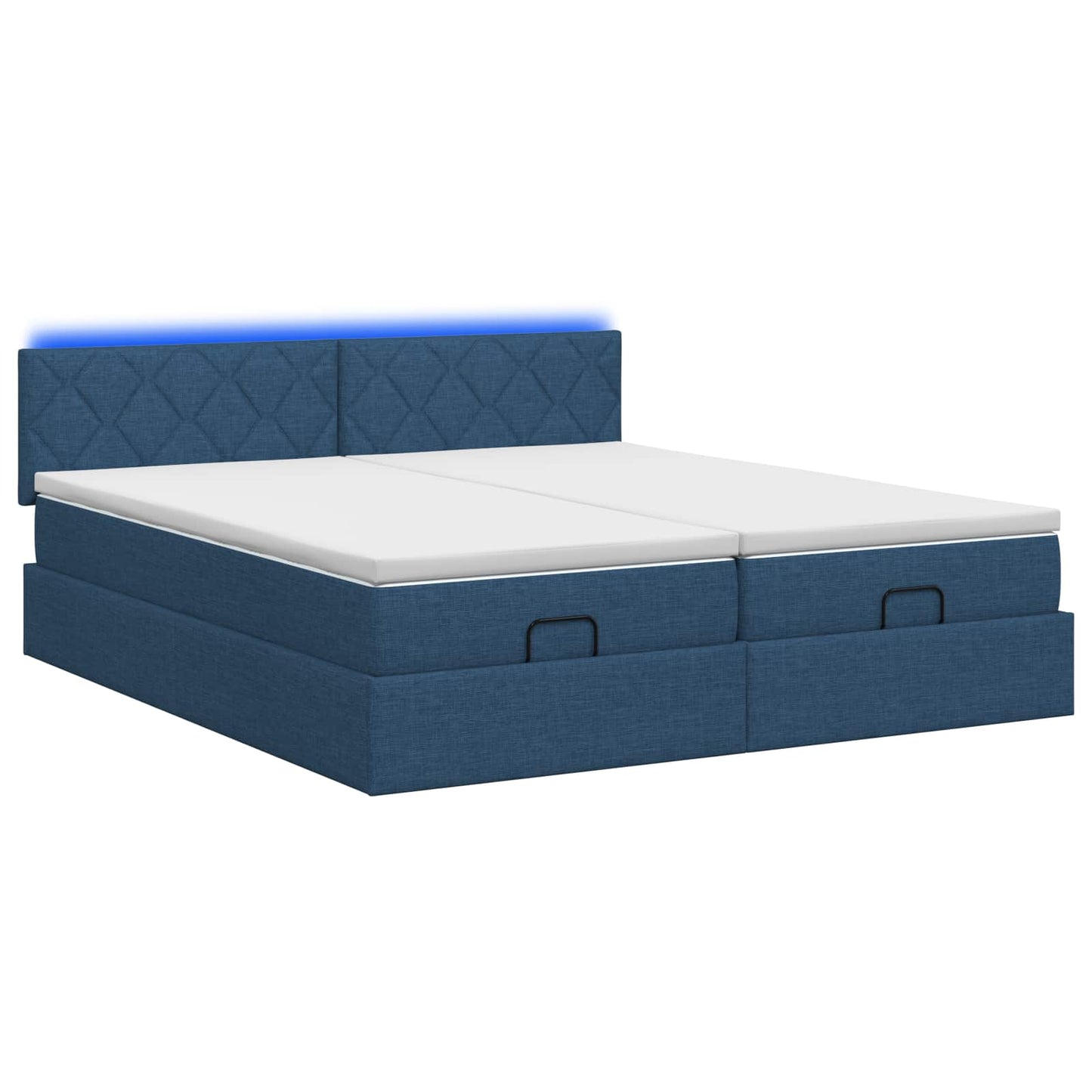 Ottoman Bed met Matrassen en LED Blauw 200 x 200 cm Stof is nu te koop bij PeponiXL, paradijselijk wonen!