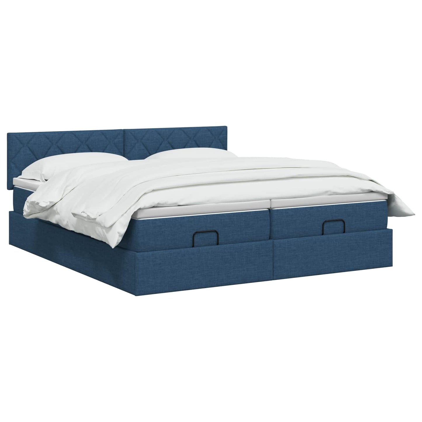 Ottoman Bed met Matrassen en LED Blauw 200 x 200 cm Stof is nu te koop bij PeponiXL, paradijselijk wonen!