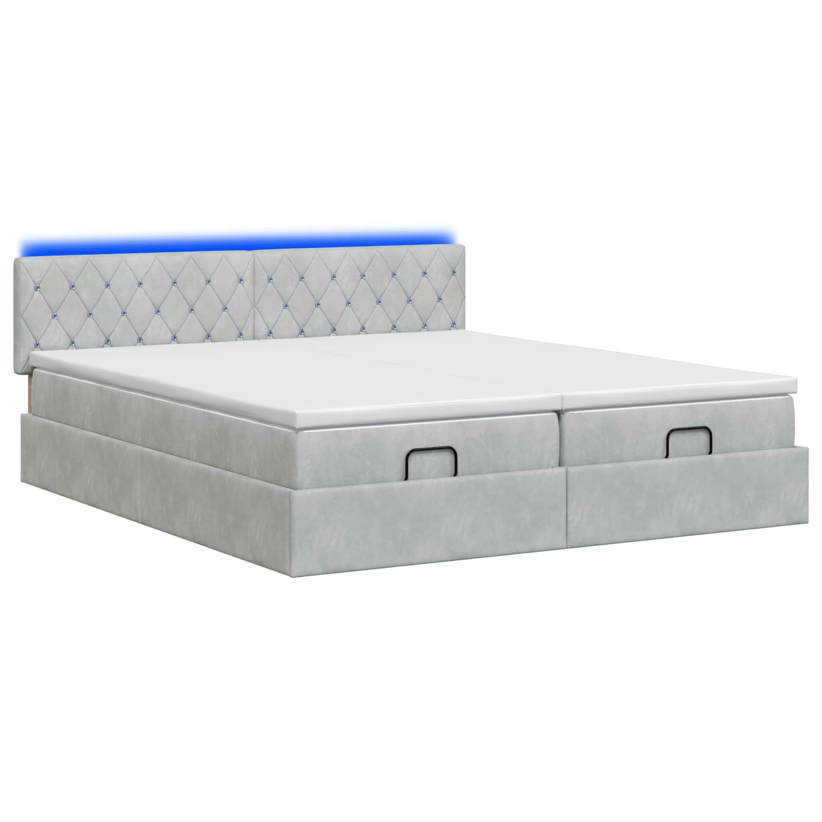 Ottoman Bed met Matrassen en LED Lichtgrijs 160 x 200 cm is nu te koop bij PeponiXL, paradijselijk wonen!