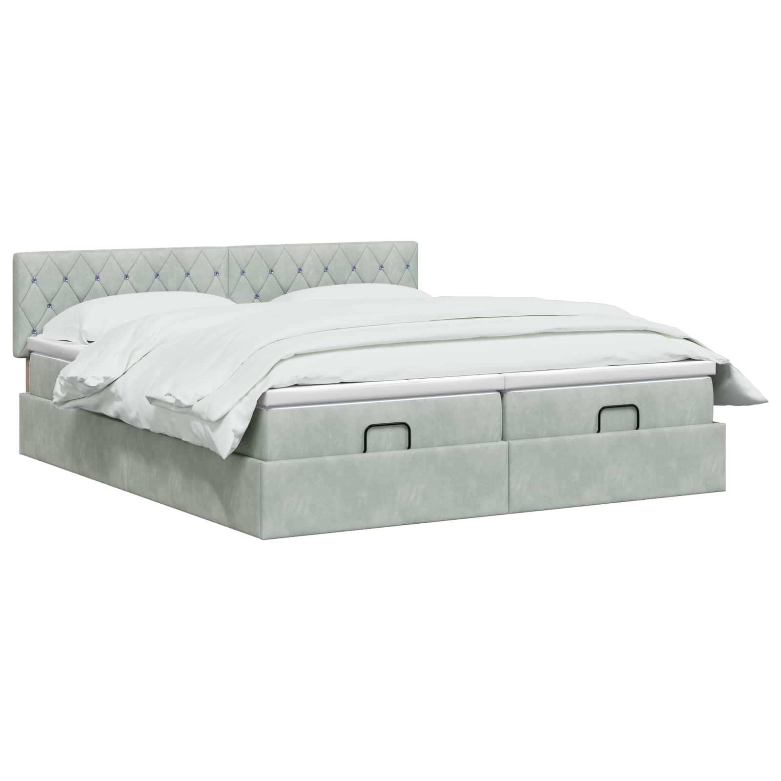Ottoman Bed met Matrassen en LED Lichtgrijs 160 x 200 cm is nu te koop bij PeponiXL, paradijselijk wonen!