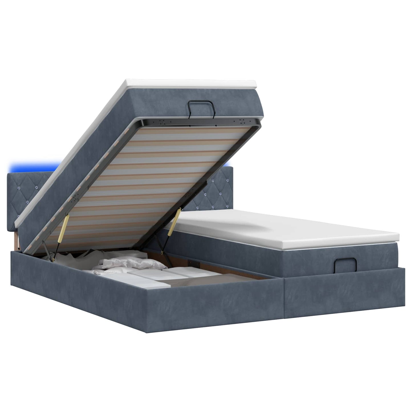 Ottoman Bed met Matrassen en LED Donkergrijs 160 x 200 cm is nu te koop bij PeponiXL, paradijselijk wonen!