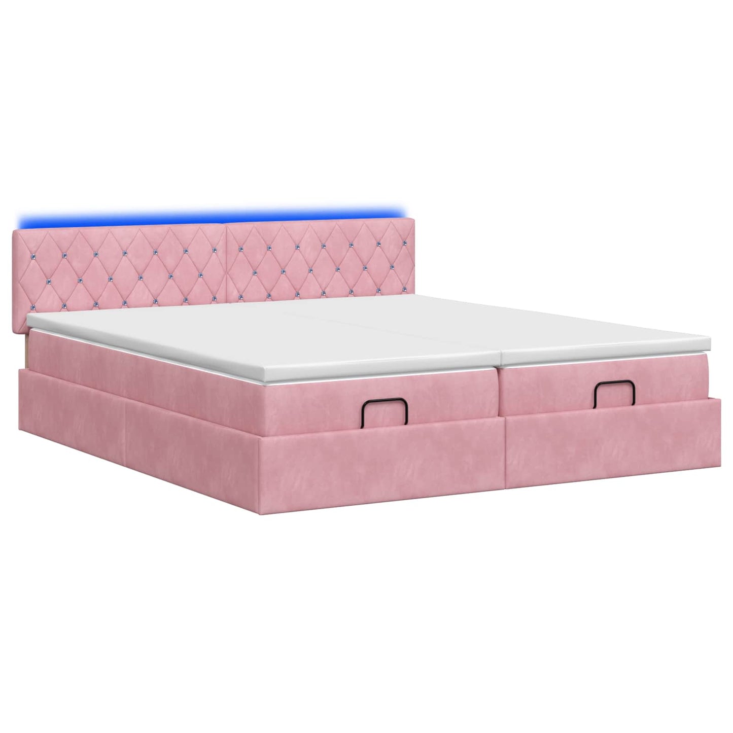 Ottoman Bed met Matrassen en LED Roze 180 x 200 cm fluweel is nu te koop bij PeponiXL, paradijselijk wonen!