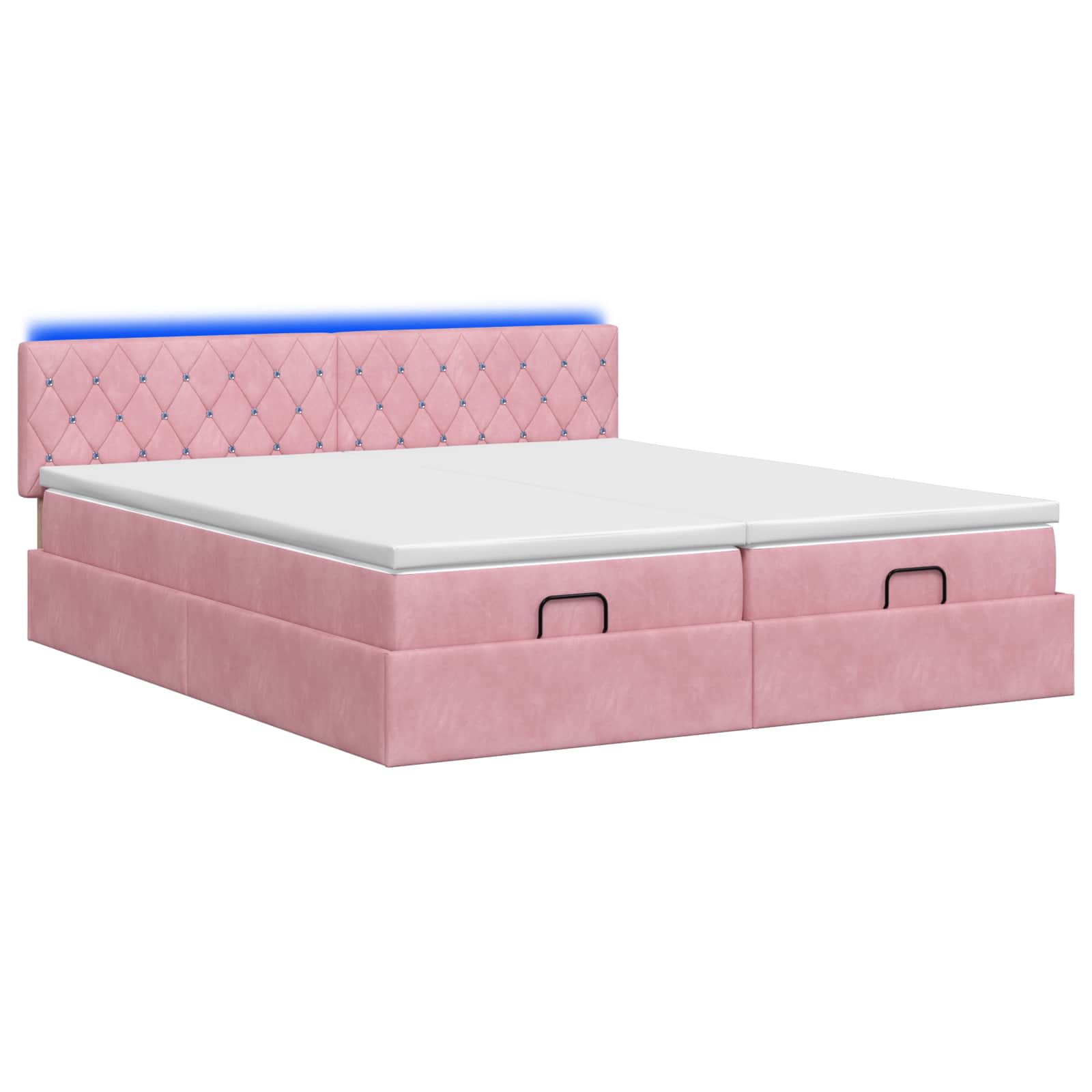 Ottoman Bed met Matrassen en LED Roze 180 x 200 cm fluweel is nu te koop bij PeponiXL, paradijselijk wonen!