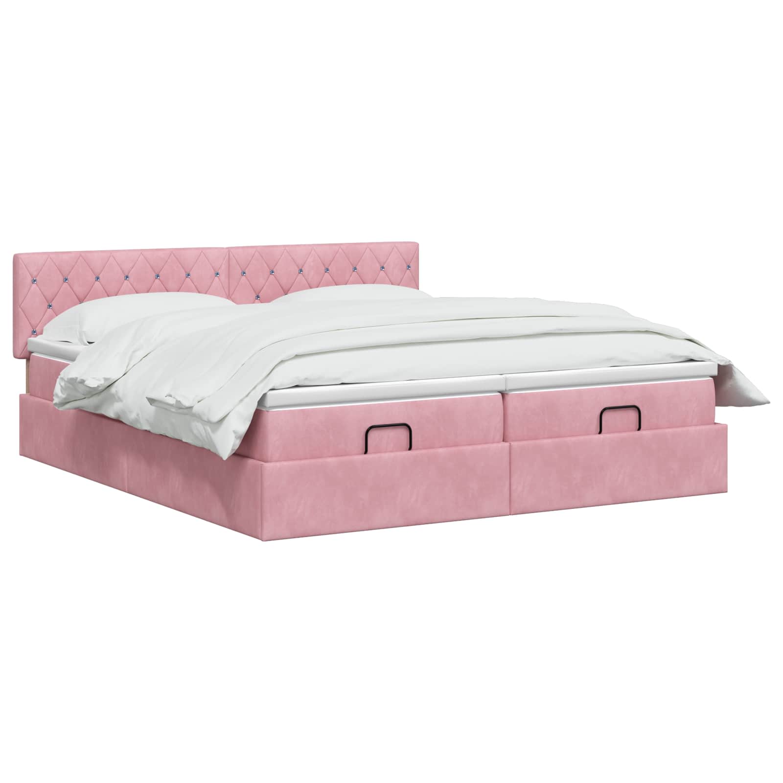 Ottoman Bed met Matrassen en LED Roze 180 x 200 cm fluweel is nu te koop bij PeponiXL, paradijselijk wonen!