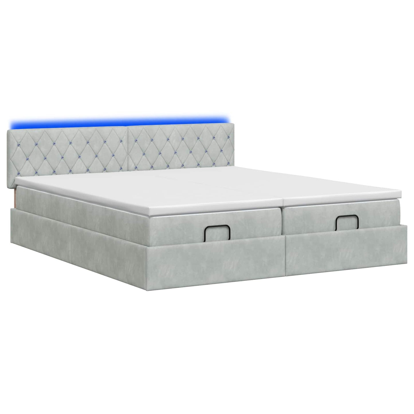 Ottoman Bed met Matrassen en LED Lichtgrijs 200 x 200 cm is nu te koop bij PeponiXL, paradijselijk wonen!