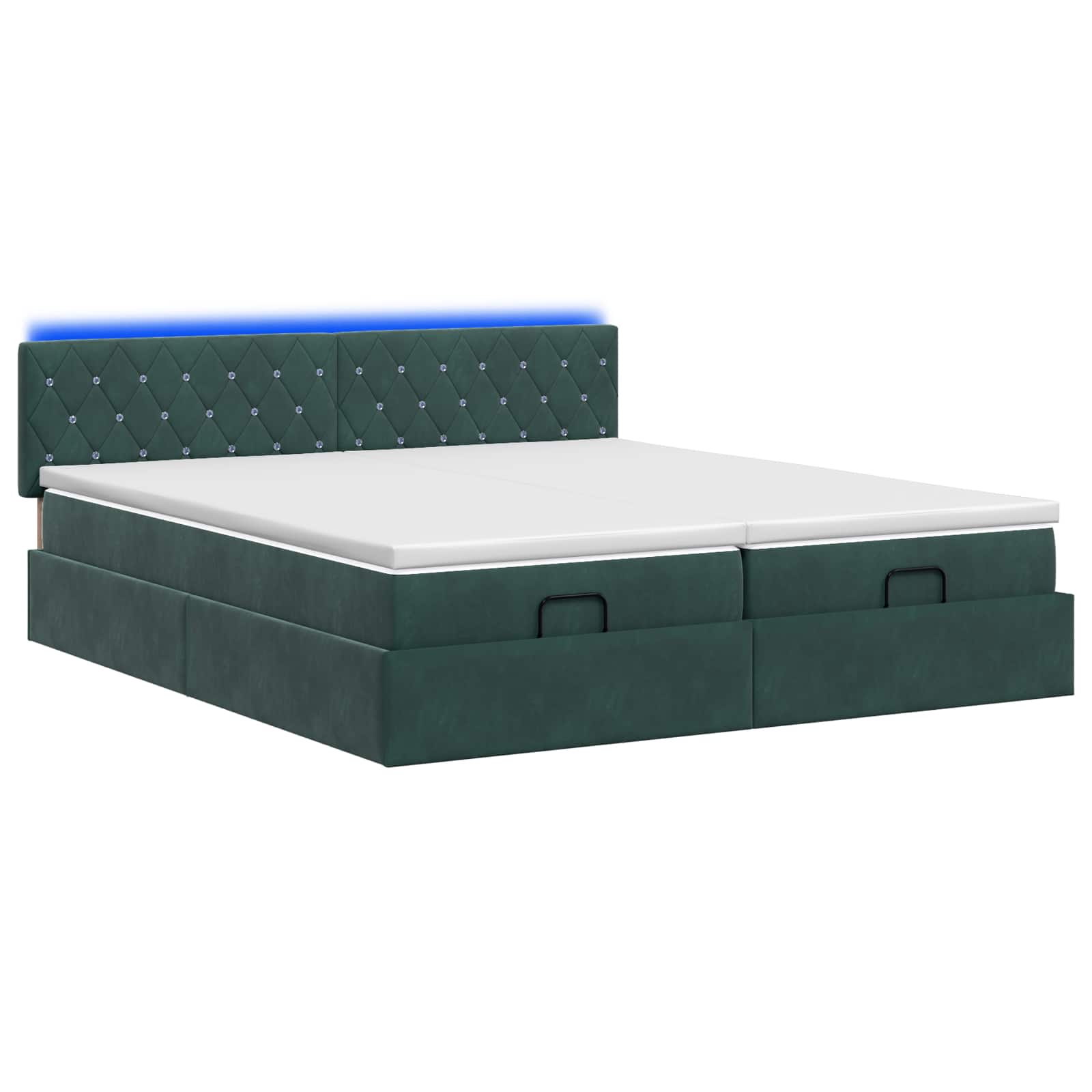 Ottoman Bed met Matrassen en LED Donkergroen 200 x 200 cm is nu te koop bij PeponiXL, paradijselijk wonen!
