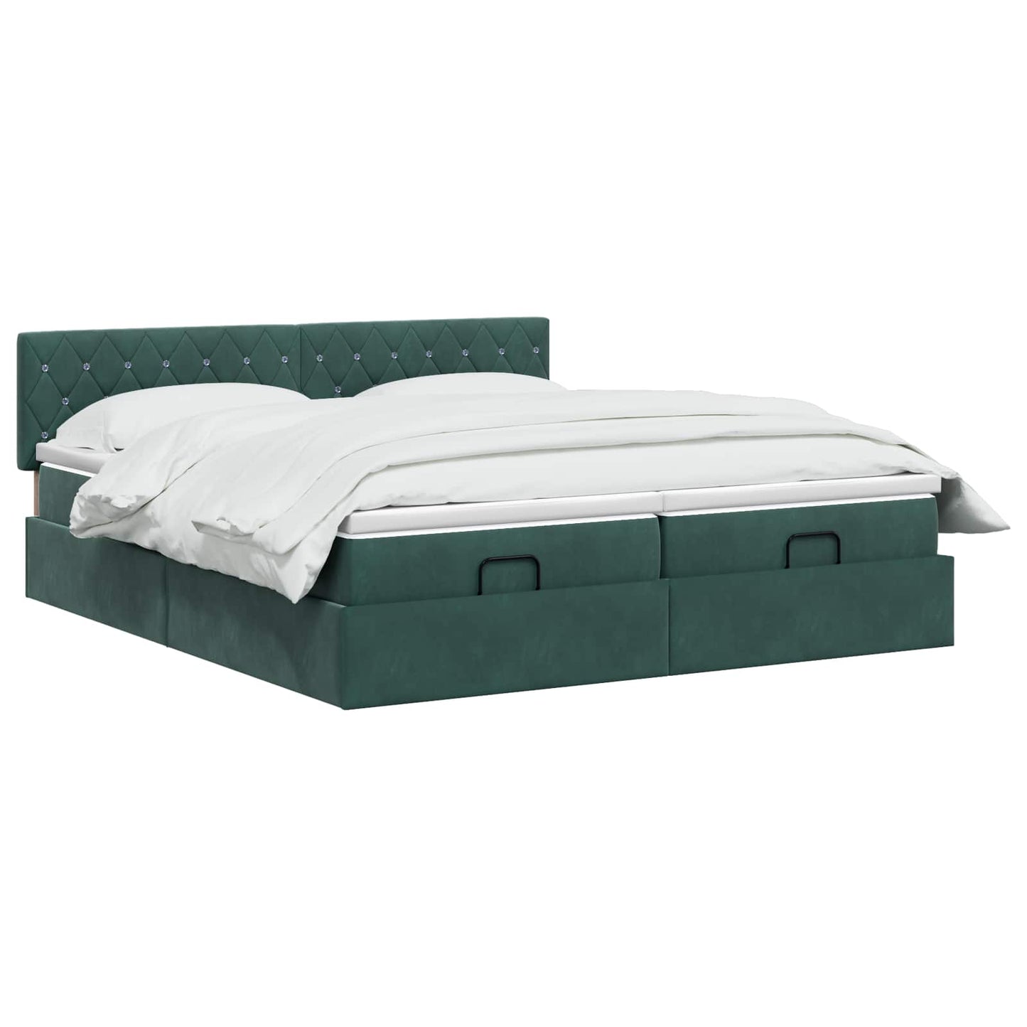 Ottoman Bed met Matrassen en LED Donkergroen 200 x 200 cm is nu te koop bij PeponiXL, paradijselijk wonen!