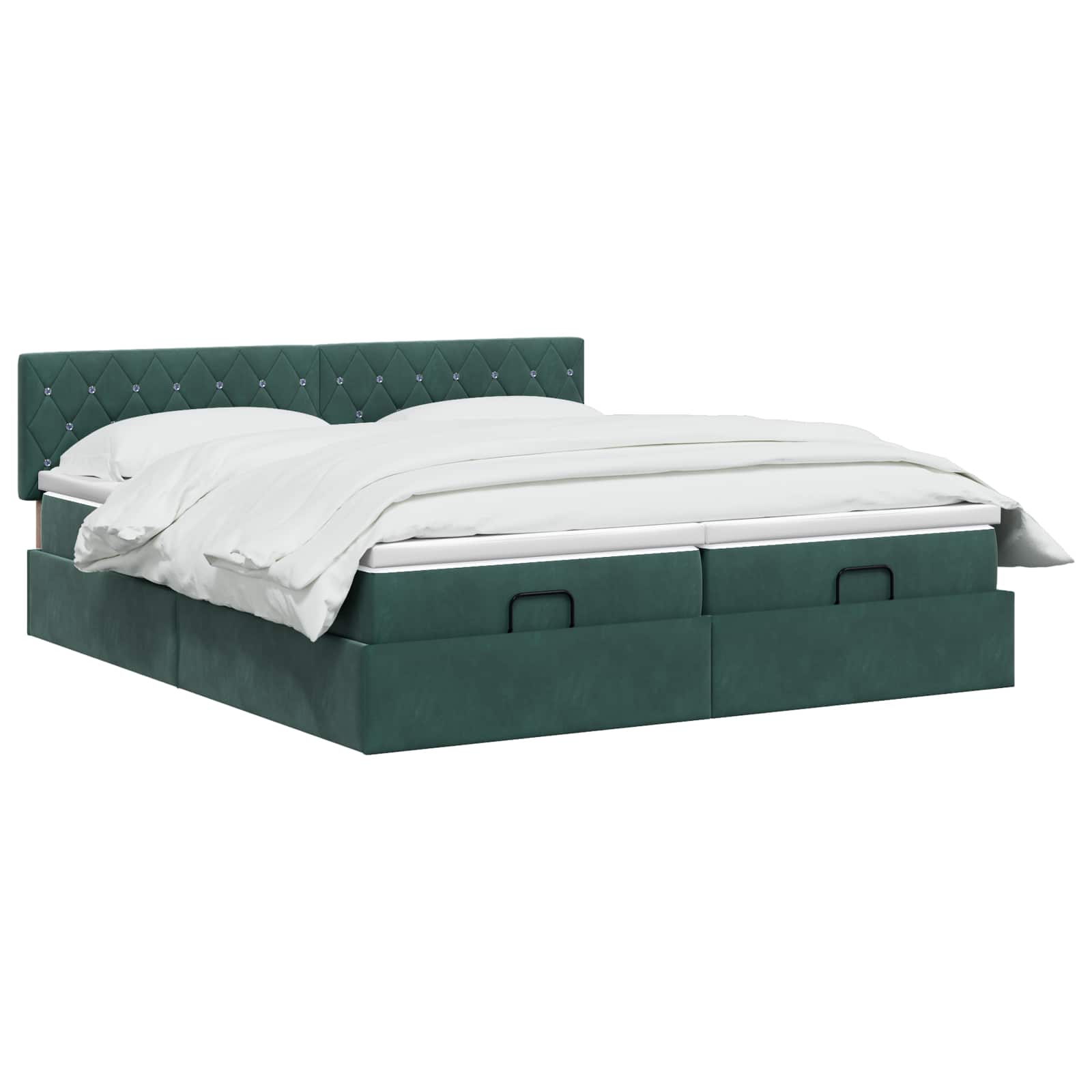 Ottoman Bed met Matrassen en LED Donkergroen 200 x 200 cm is nu te koop bij PeponiXL, paradijselijk wonen!