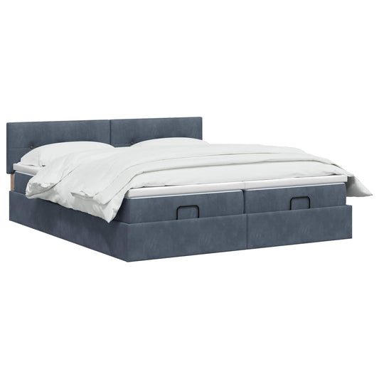 Ottoman Bed met Matrassen en LED Donkergrijs 180 x 200 cm is nu te koop bij PeponiXL, paradijselijk wonen!