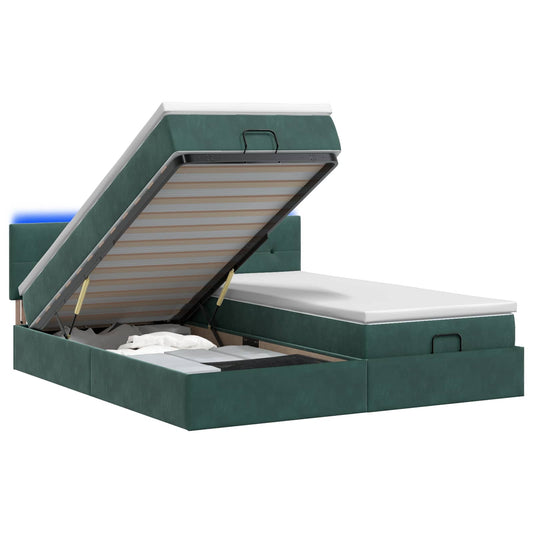 Ottoman Bed met Matrassen en LED Donkergroen 180 x 200 cm is nu te koop bij PeponiXL, paradijselijk wonen!