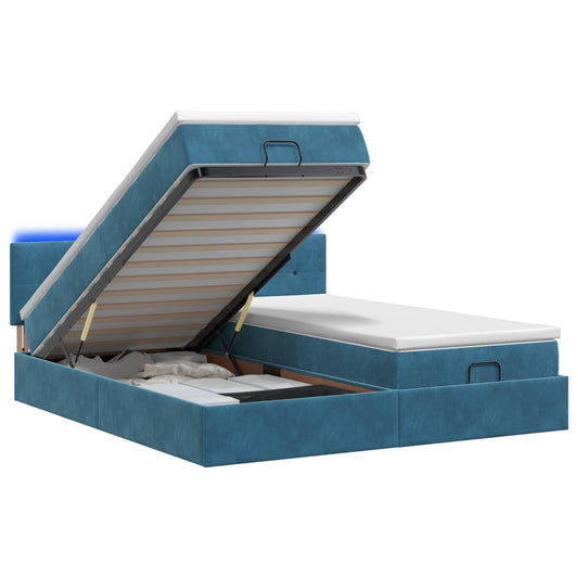Ottoman Bed met Matrassen en LED Donkerblauw 180 x 200 cm is nu te koop bij PeponiXL, paradijselijk wonen!