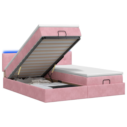 Ottoman Bed met Matrassen en LED Roze 180 x 200 cm fluweel is nu te koop bij PeponiXL, paradijselijk wonen!