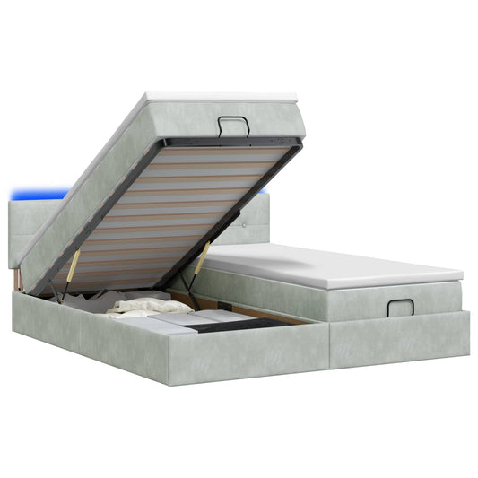 Ottoman Bed met Matrassen en LED Lichtgrijs 200 x 200 cm is nu te koop bij PeponiXL, paradijselijk wonen!
