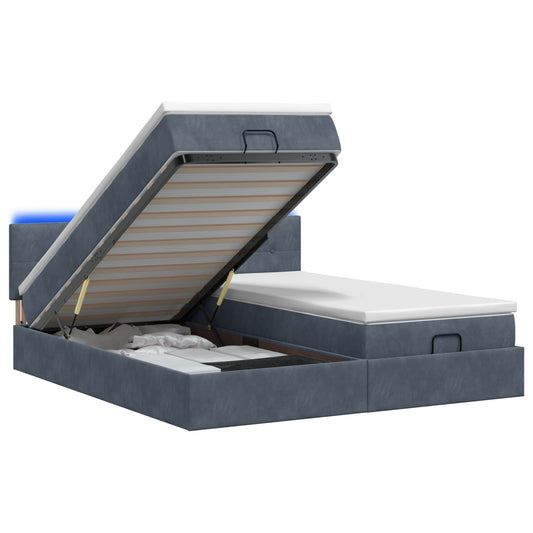 Ottoman Bed met Matrassen en LED Donkergrijs 200 x 200 cm is nu te koop bij PeponiXL, paradijselijk wonen!