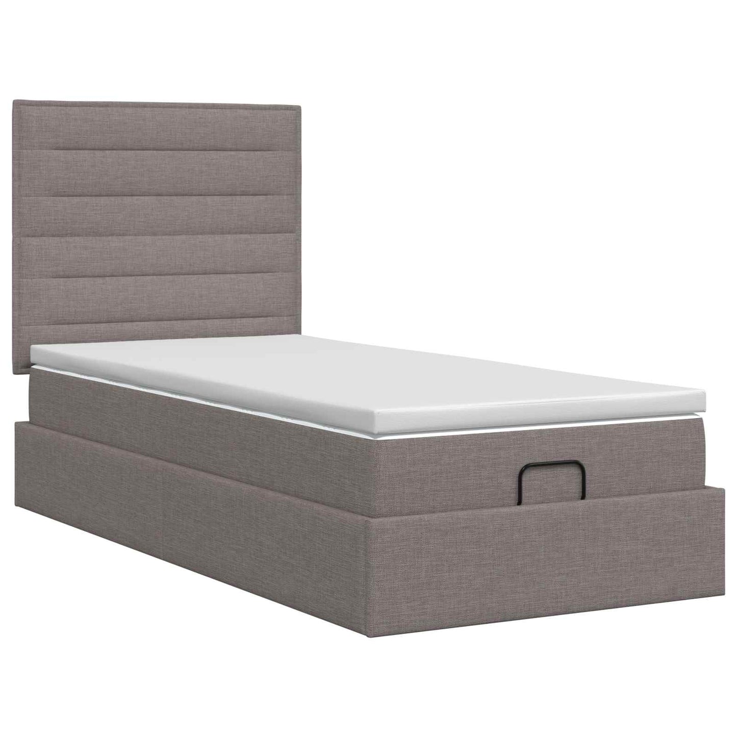 Ottoman bed met matras met hoofdeinde Taupe 100 x 200 cm Stof is nu te koop bij PeponiXL, paradijselijk wonen!