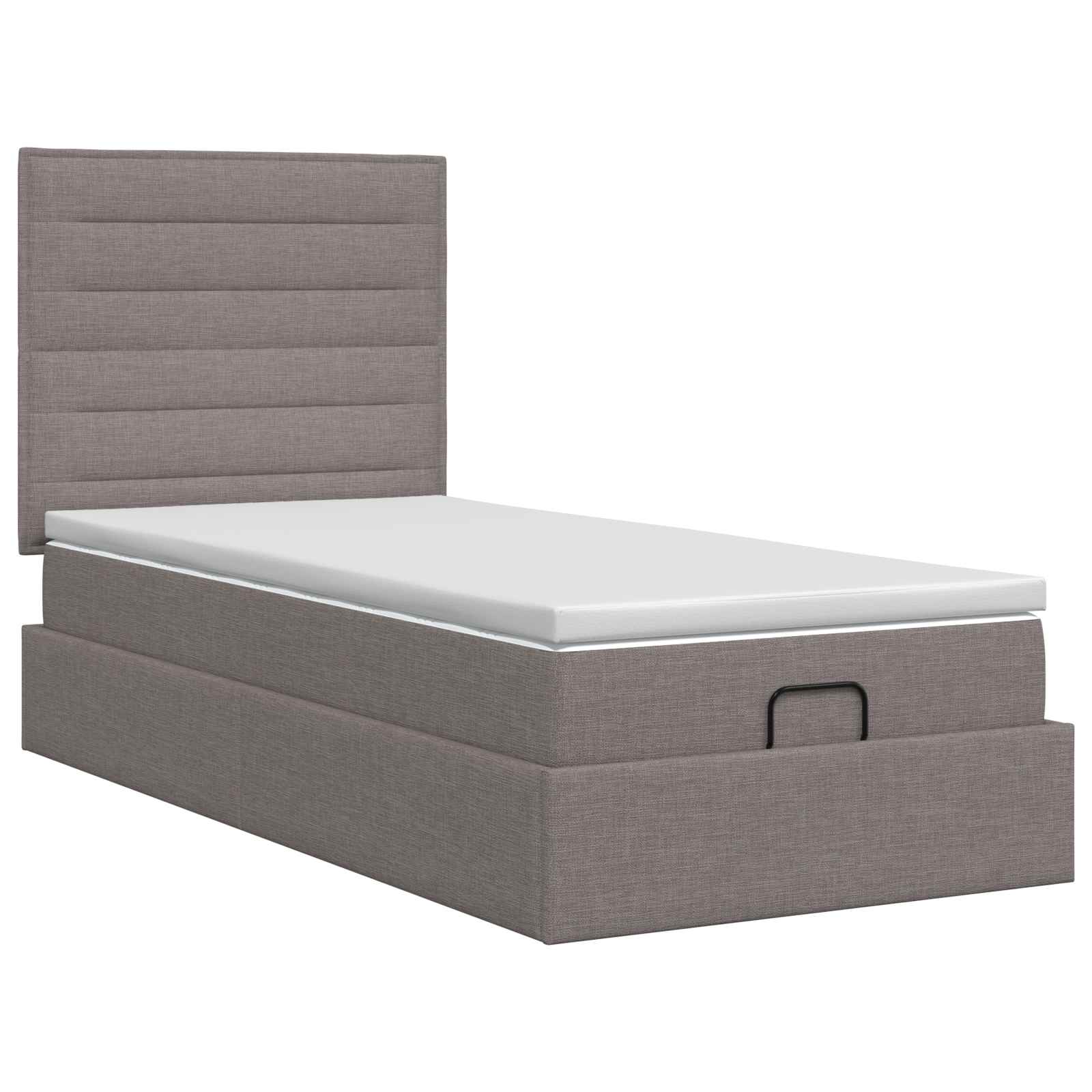 Ottoman bed met matras met hoofdeinde Taupe 100 x 200 cm Stof is nu te koop bij PeponiXL, paradijselijk wonen!