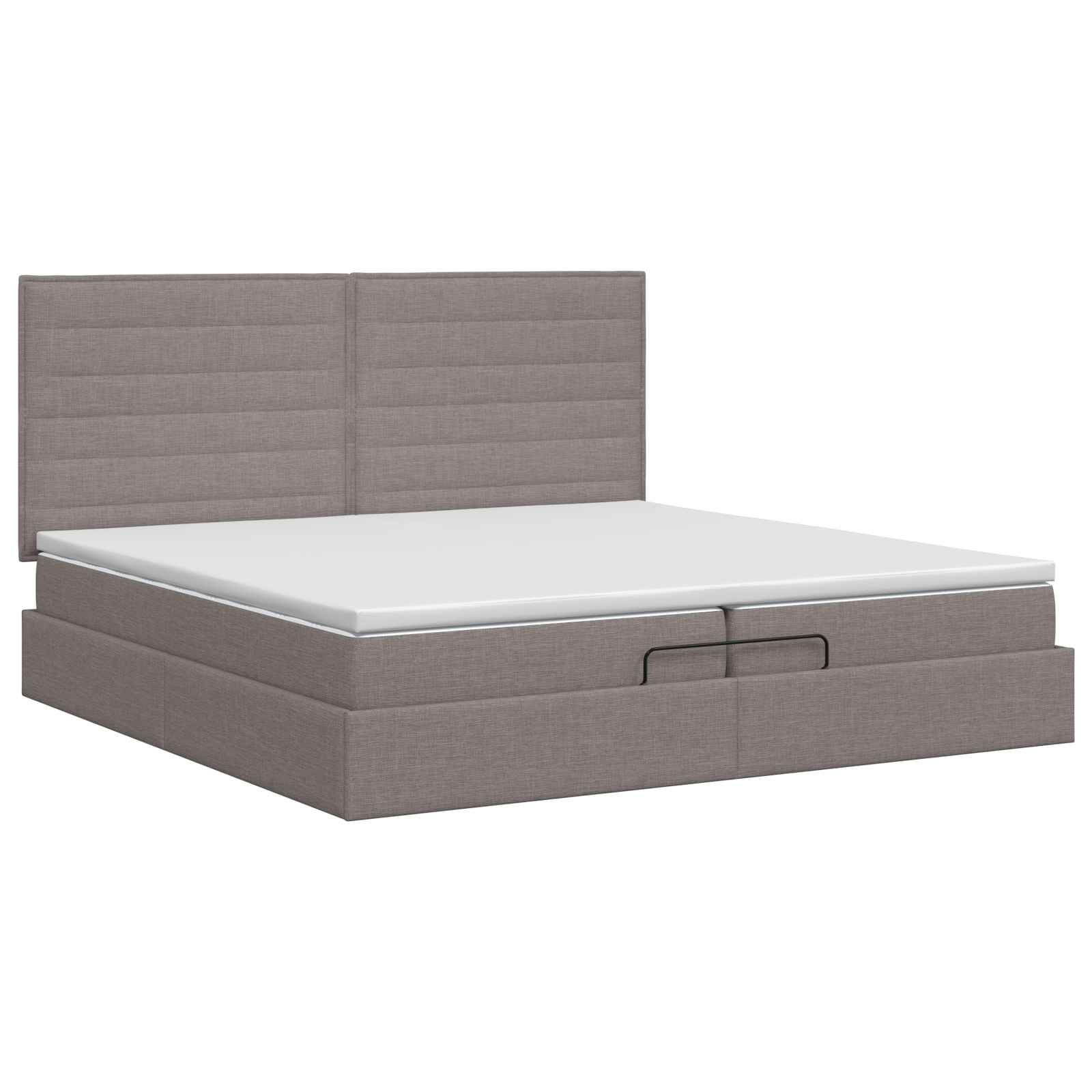 Ottoman bed met matras met hoofdeinde Taupe 200 x 200 cm Stof is nu te koop bij PeponiXL, paradijselijk wonen!
