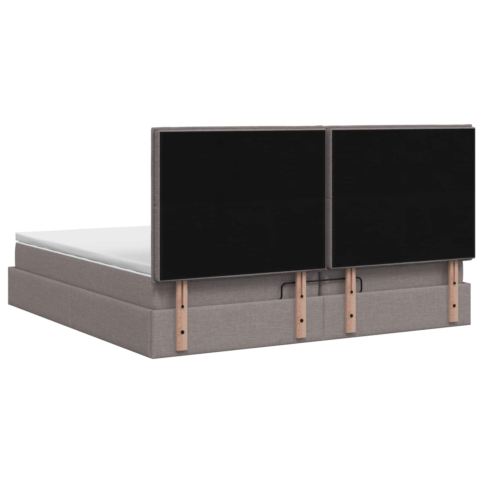 Ottoman bed met matras met hoofdeinde Taupe 200 x 200 cm Stof is nu te koop bij PeponiXL, paradijselijk wonen!