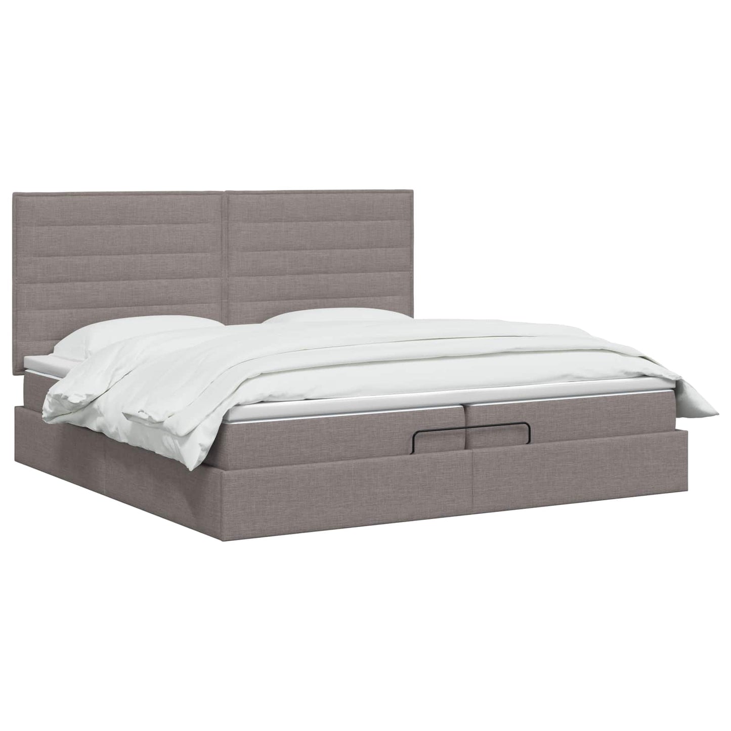 Ottoman bed met matras met hoofdeinde Taupe 200 x 200 cm Stof is nu te koop bij PeponiXL, paradijselijk wonen!