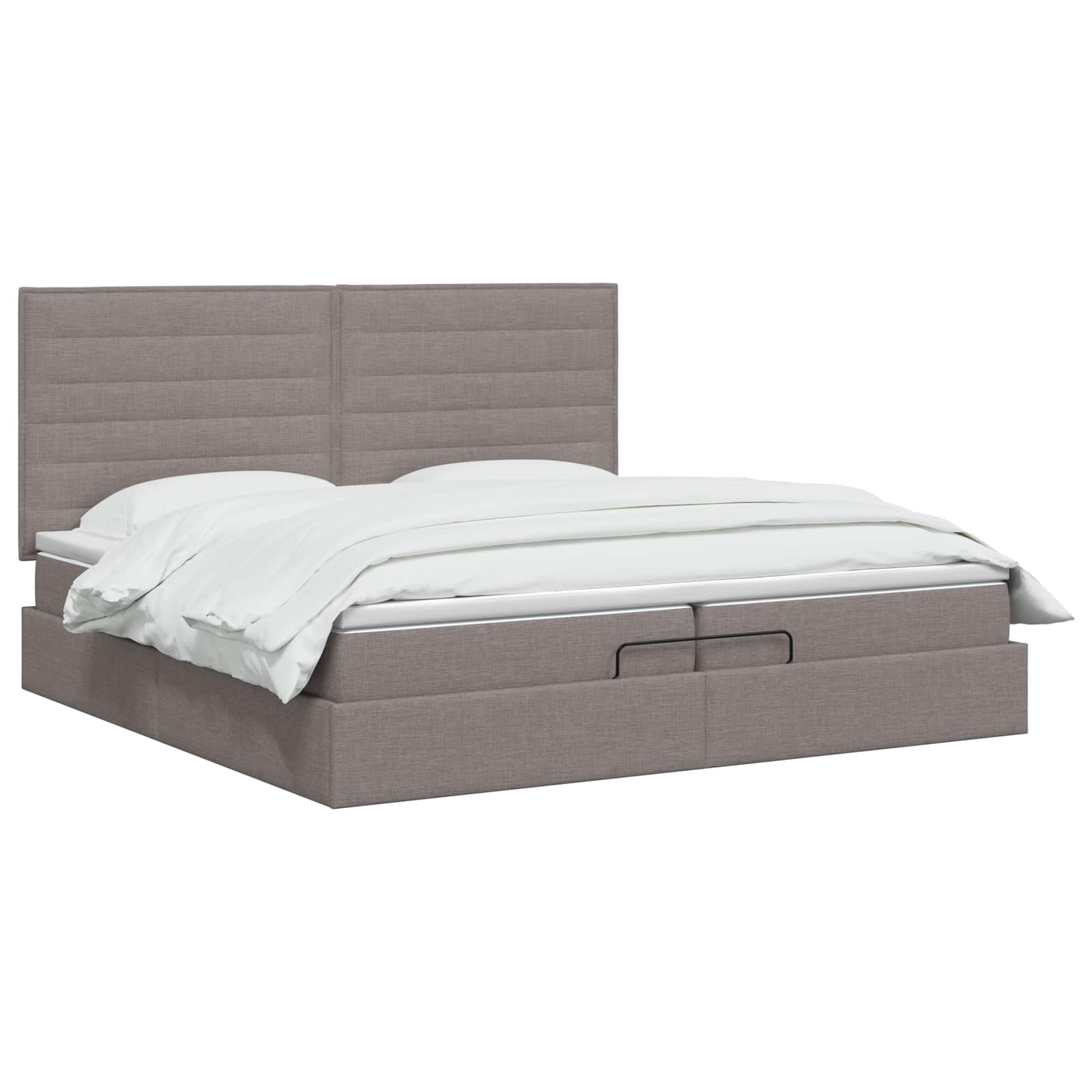 Ottoman bed met matras met hoofdeinde Taupe 200 x 200 cm Stof is nu te koop bij PeponiXL, paradijselijk wonen!