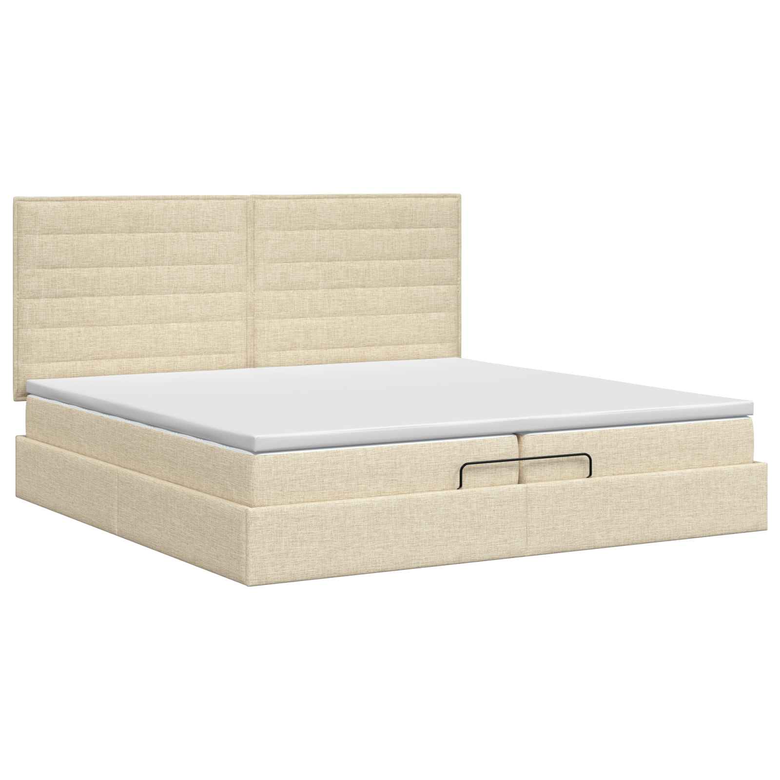 Ottoman bed met matras Crèmekleurig 200 x 200 cm Stof is nu te koop bij PeponiXL, paradijselijk wonen!