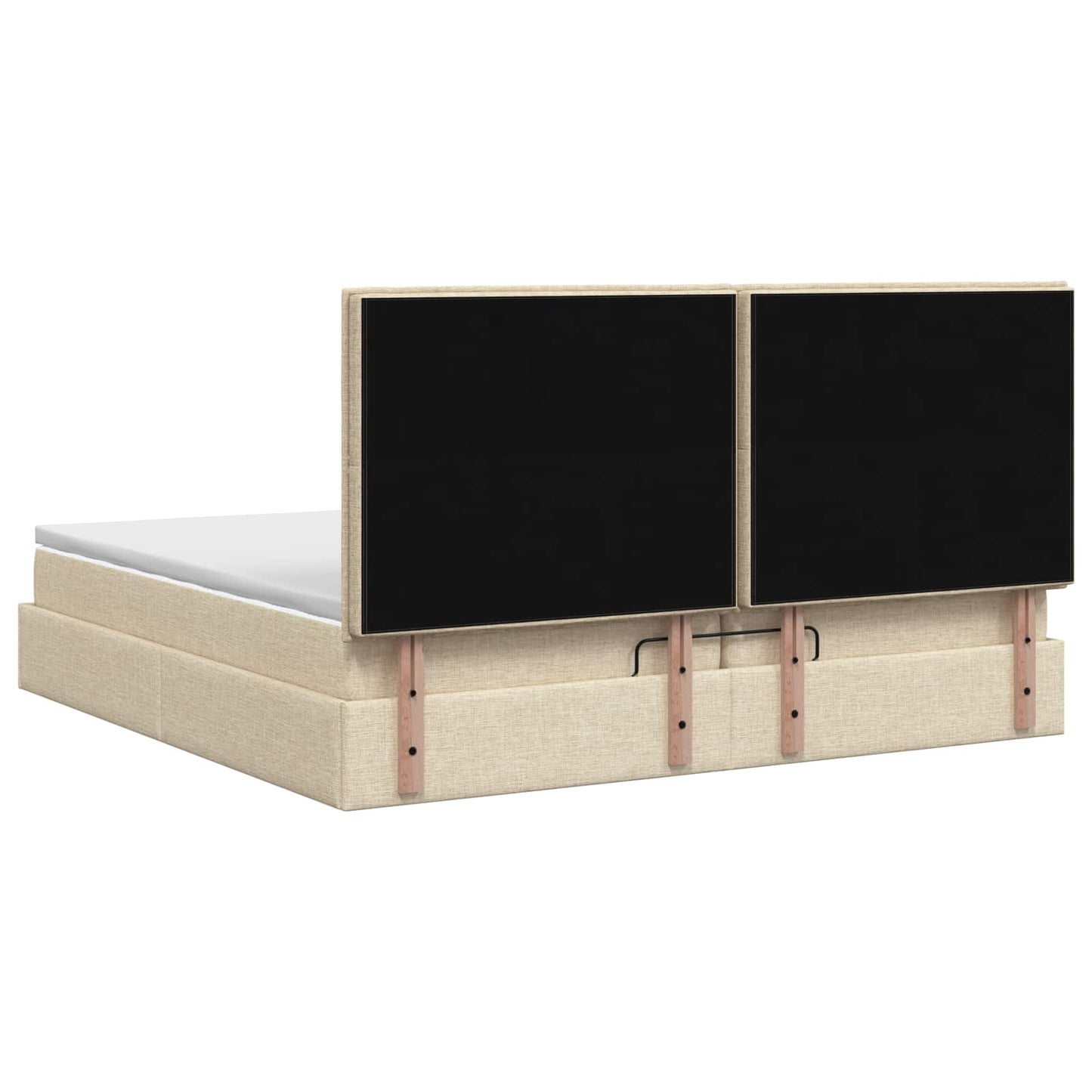 Ottoman bed met matras Crèmekleurig 200 x 200 cm Stof is nu te koop bij PeponiXL, paradijselijk wonen!
