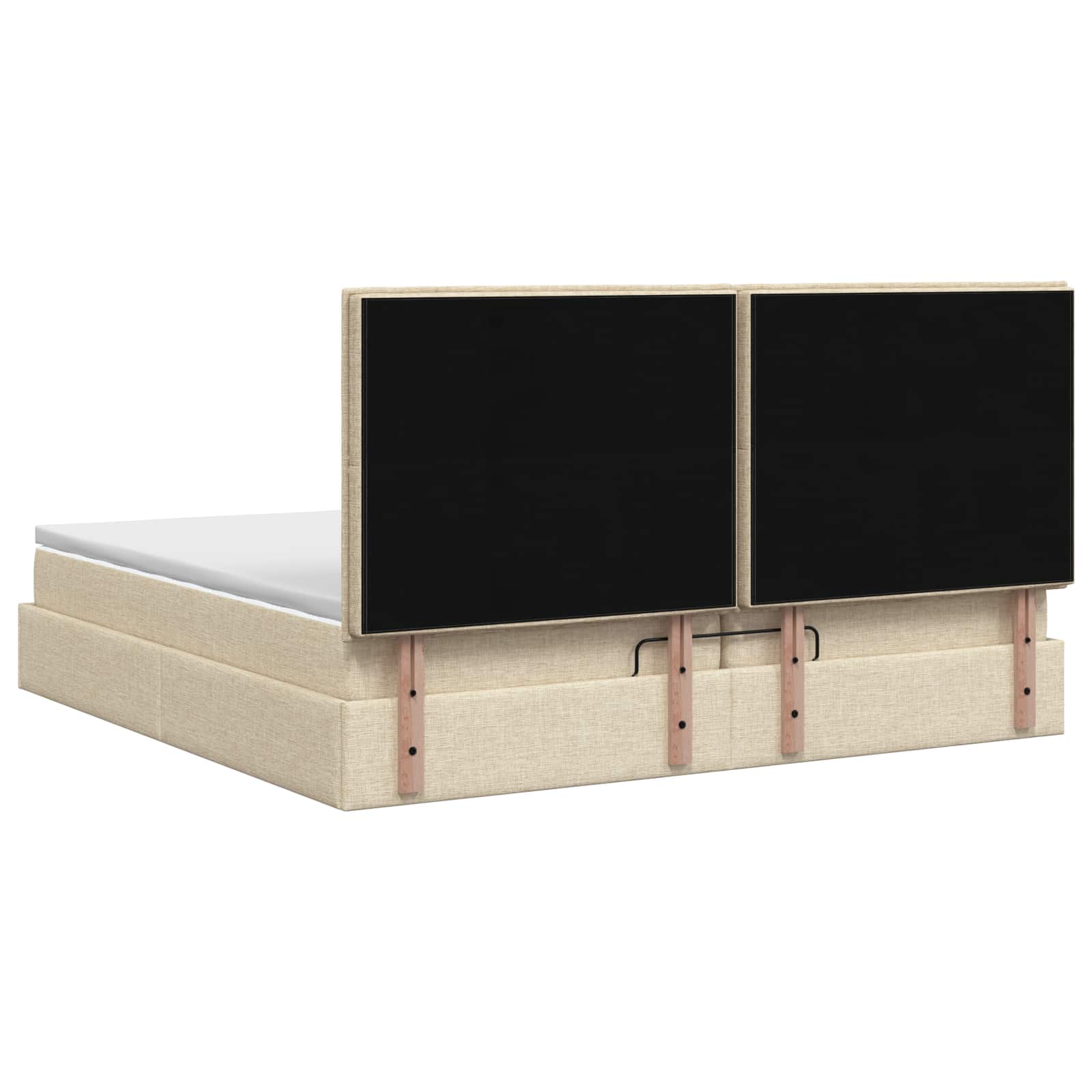 Ottoman bed met matras Crèmekleurig 200 x 200 cm Stof is nu te koop bij PeponiXL, paradijselijk wonen!
