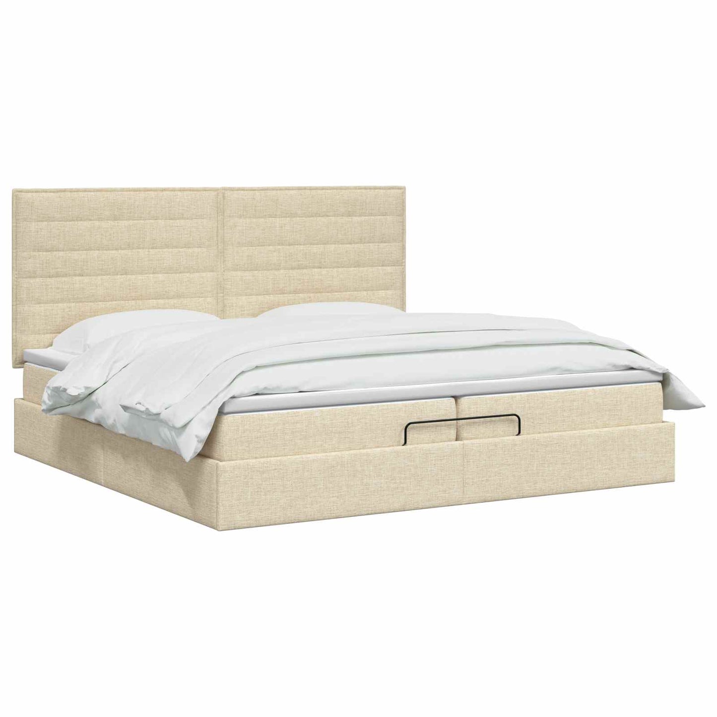 Ottoman bed met matras Crèmekleurig 200 x 200 cm Stof is nu te koop bij PeponiXL, paradijselijk wonen!