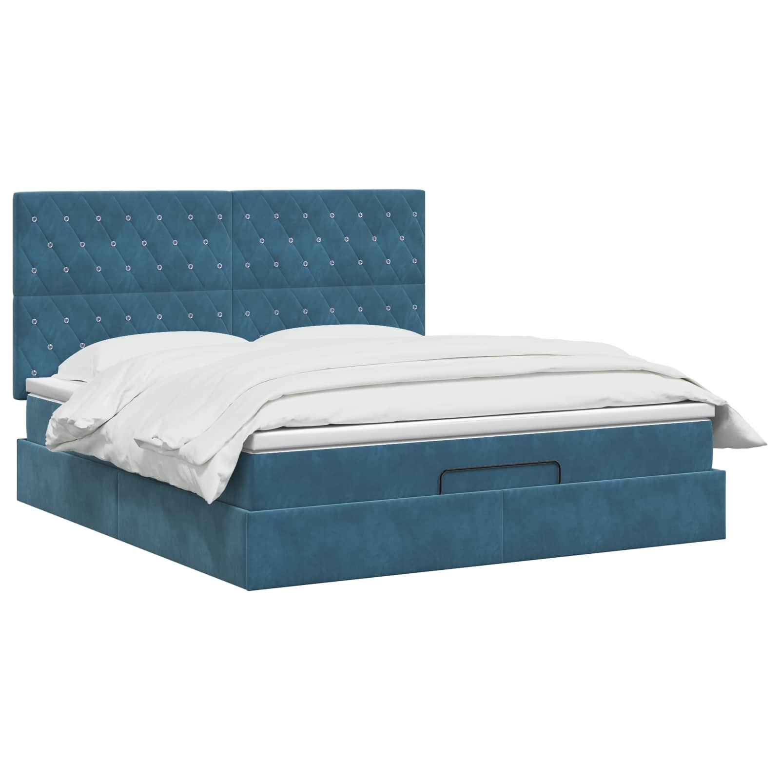 Ottoman bed met matras Donkerblauw 140 x 190 cm Fluweel is nu te koop bij PeponiXL, paradijselijk wonen!