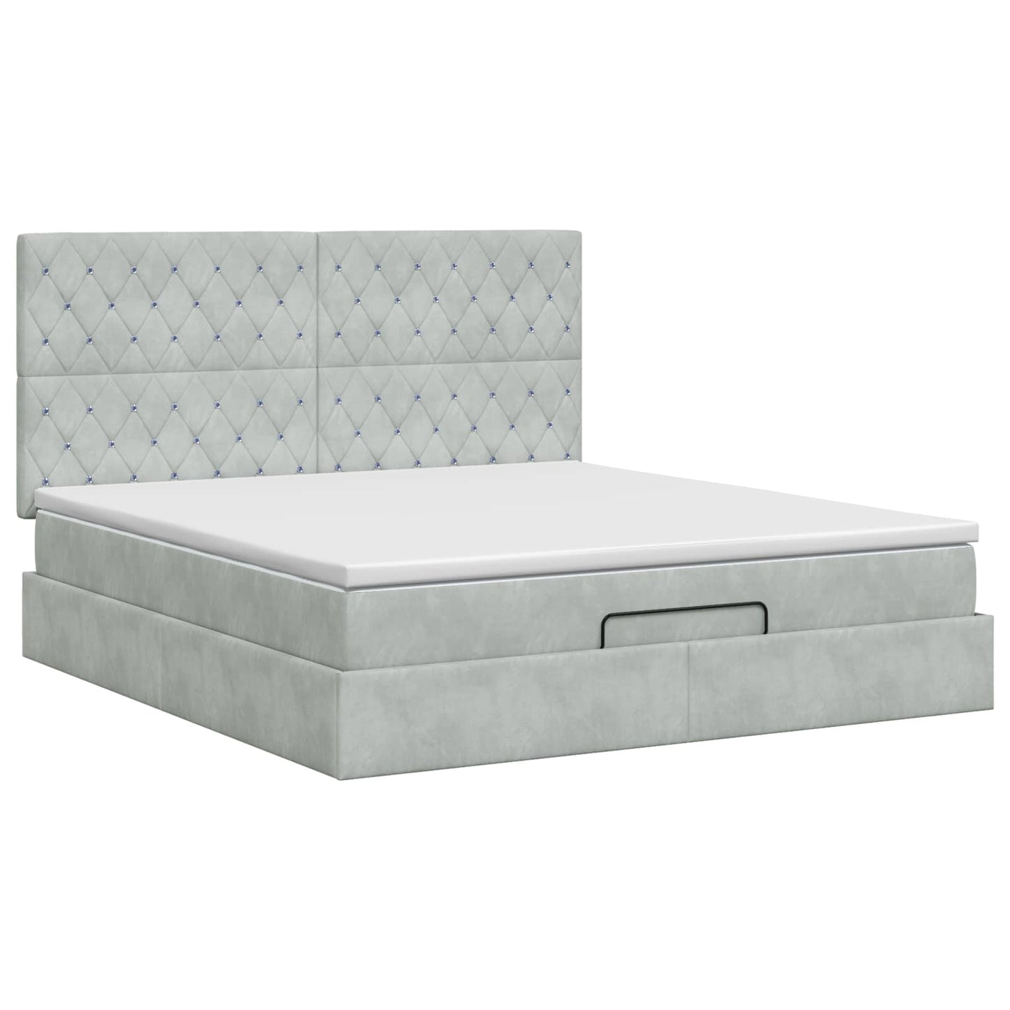 Ottoman bed met matras Lichtgrijs 140 x 200 cm Fluweel is nu te koop bij PeponiXL, paradijselijk wonen!