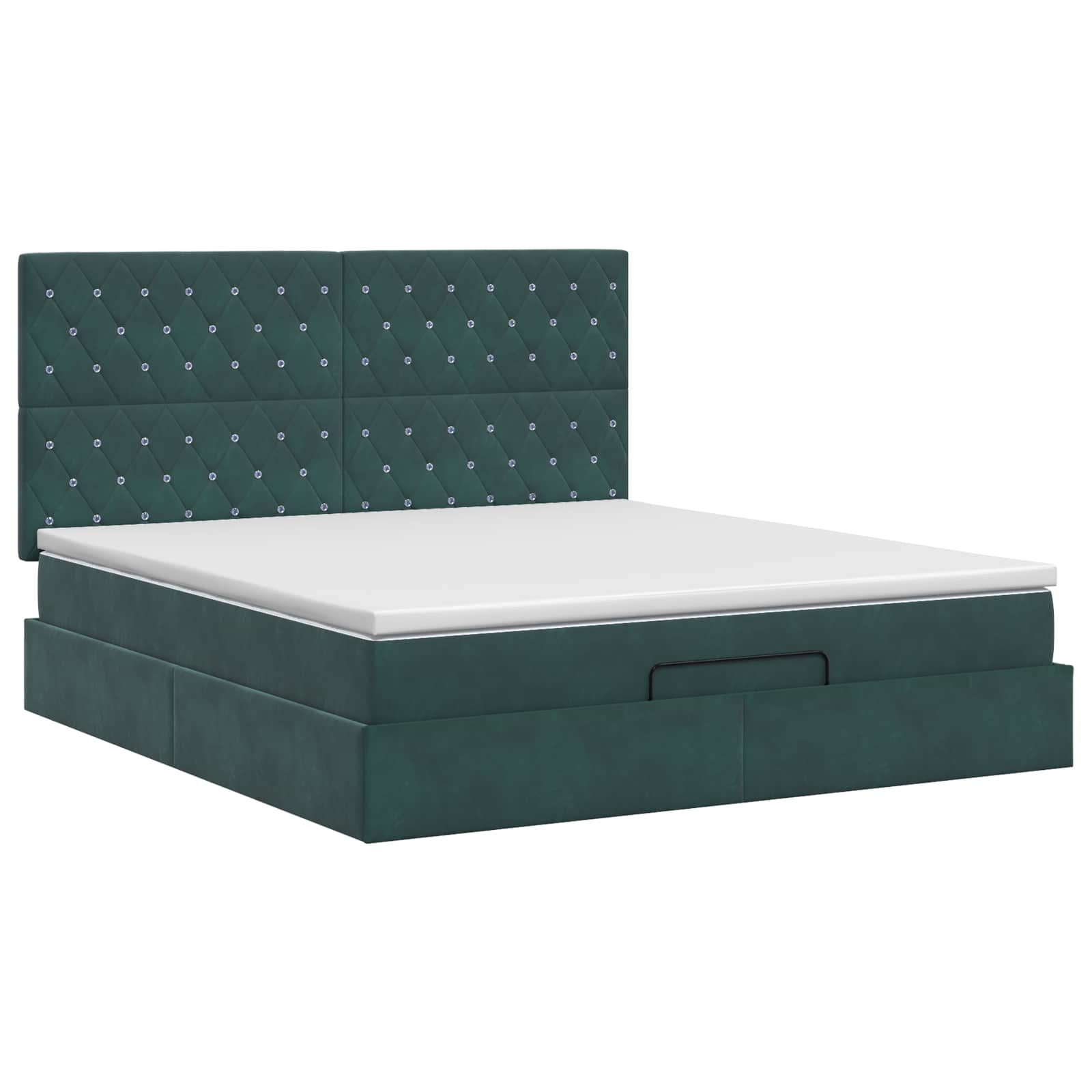 Ottoman bed met matras Donkergroen 140 x 200 cm Fluweel is nu te koop bij PeponiXL, paradijselijk wonen!