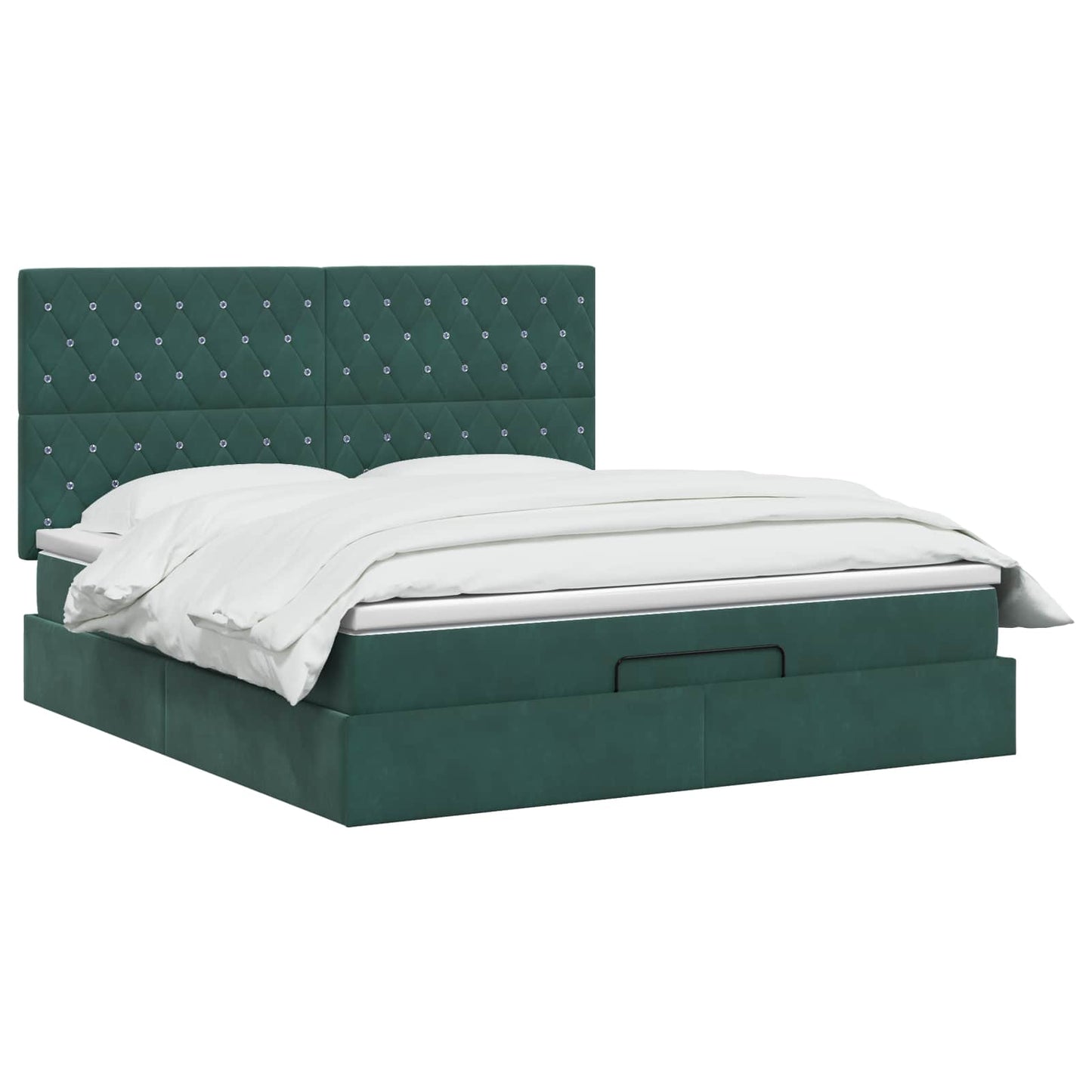 Ottoman bed met matras Donkergroen 140 x 200 cm Fluweel is nu te koop bij PeponiXL, paradijselijk wonen!