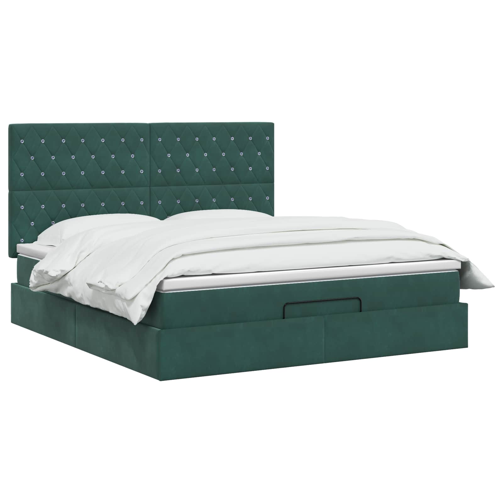Ottoman bed met matras Donkergroen 140 x 200 cm Fluweel is nu te koop bij PeponiXL, paradijselijk wonen!