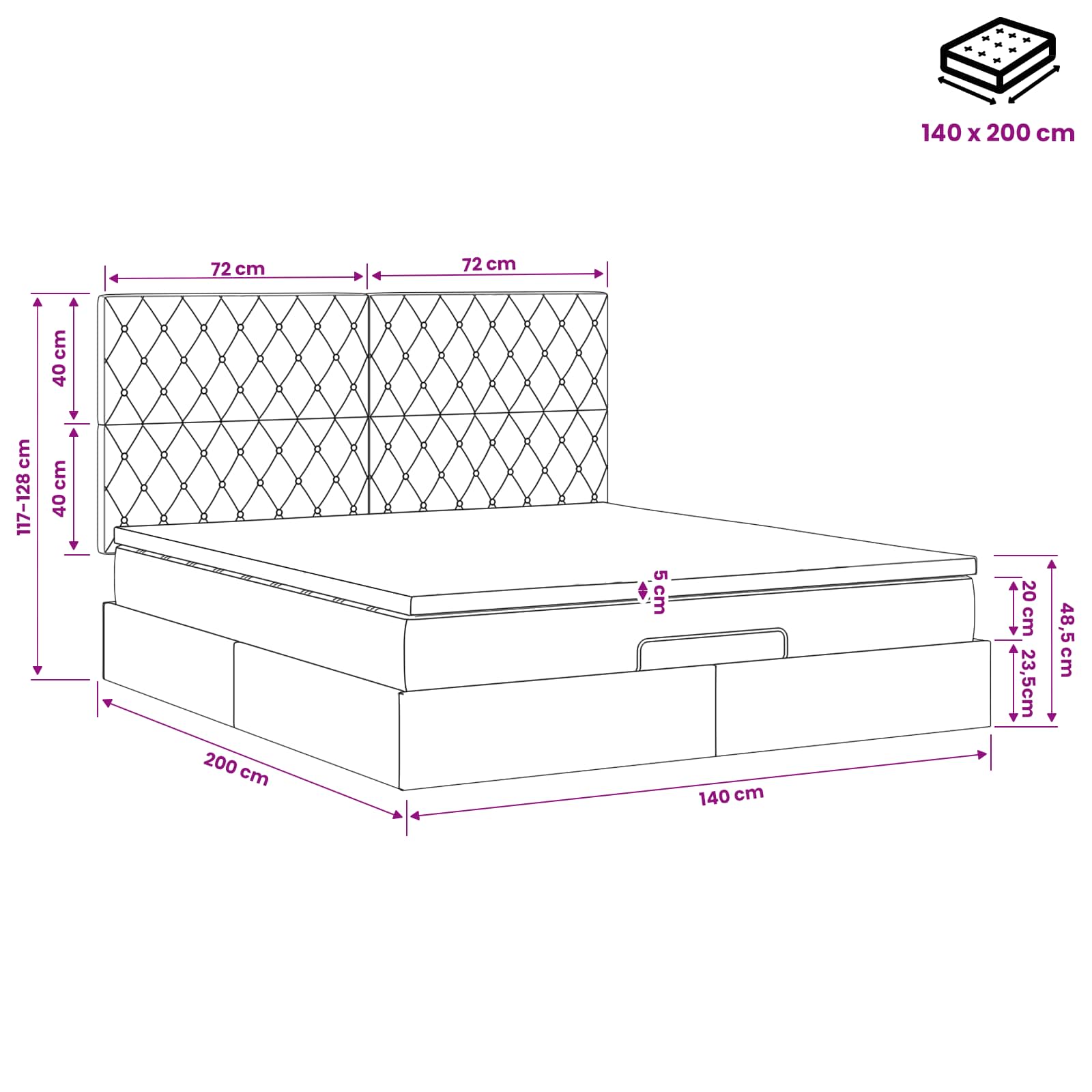 Ottoman bed met matras Donkergroen 140 x 200 cm Fluweel is nu te koop bij PeponiXL, paradijselijk wonen!