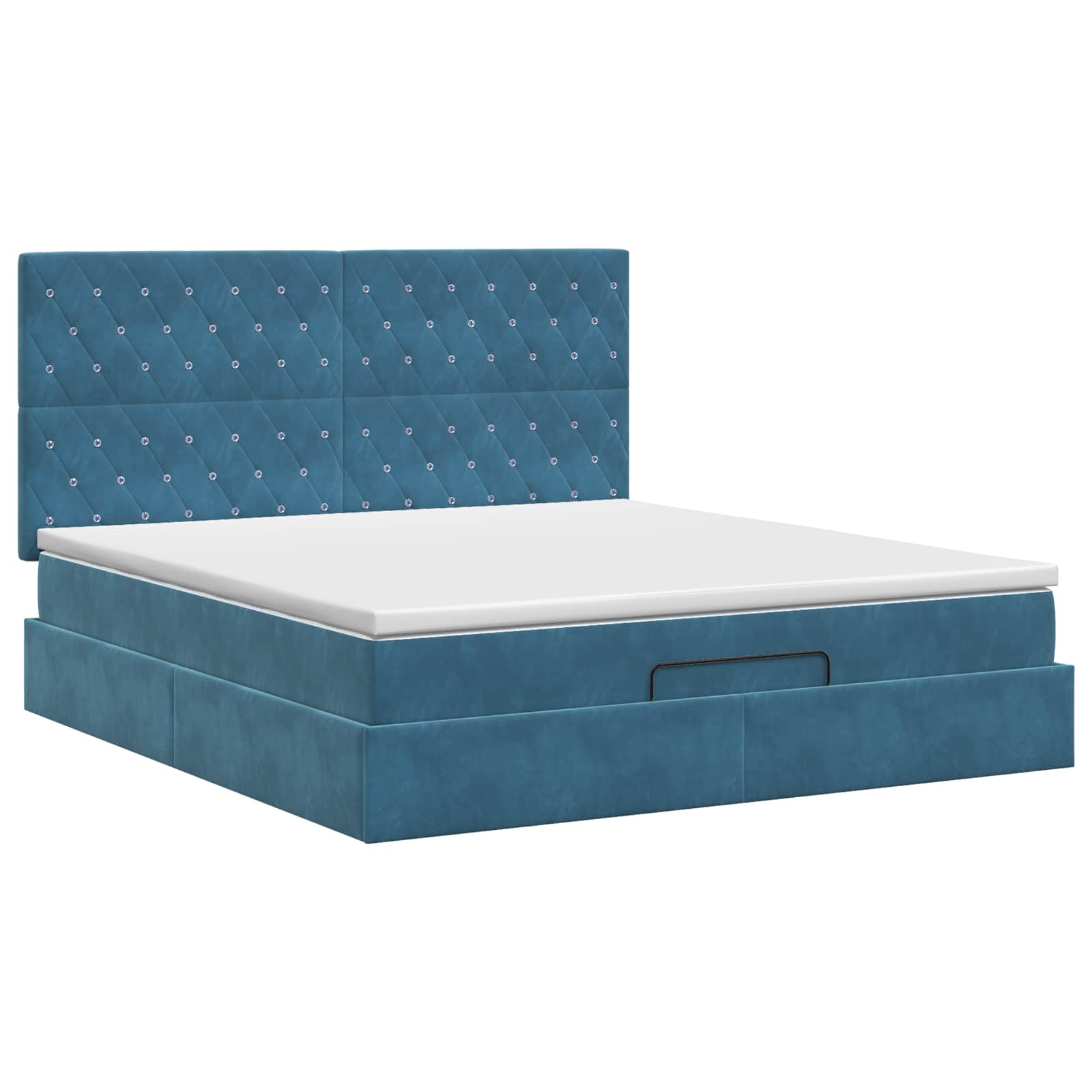Ottoman bed met matras Donkerblauw 140 x 200 cm Fluweel is nu te koop bij PeponiXL, paradijselijk wonen!