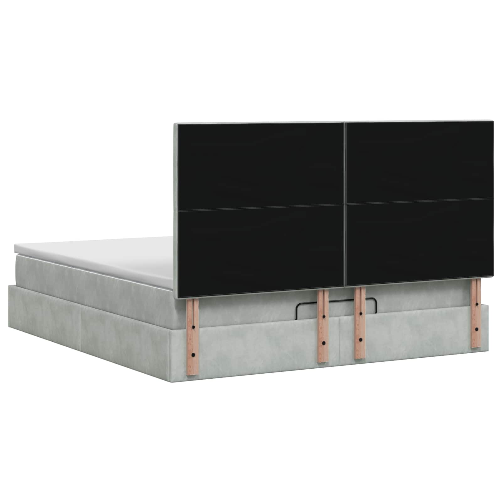Ottoman bed met matras Lichtgrijs 160 x 200 cm Fluweel is nu te koop bij PeponiXL, paradijselijk wonen!