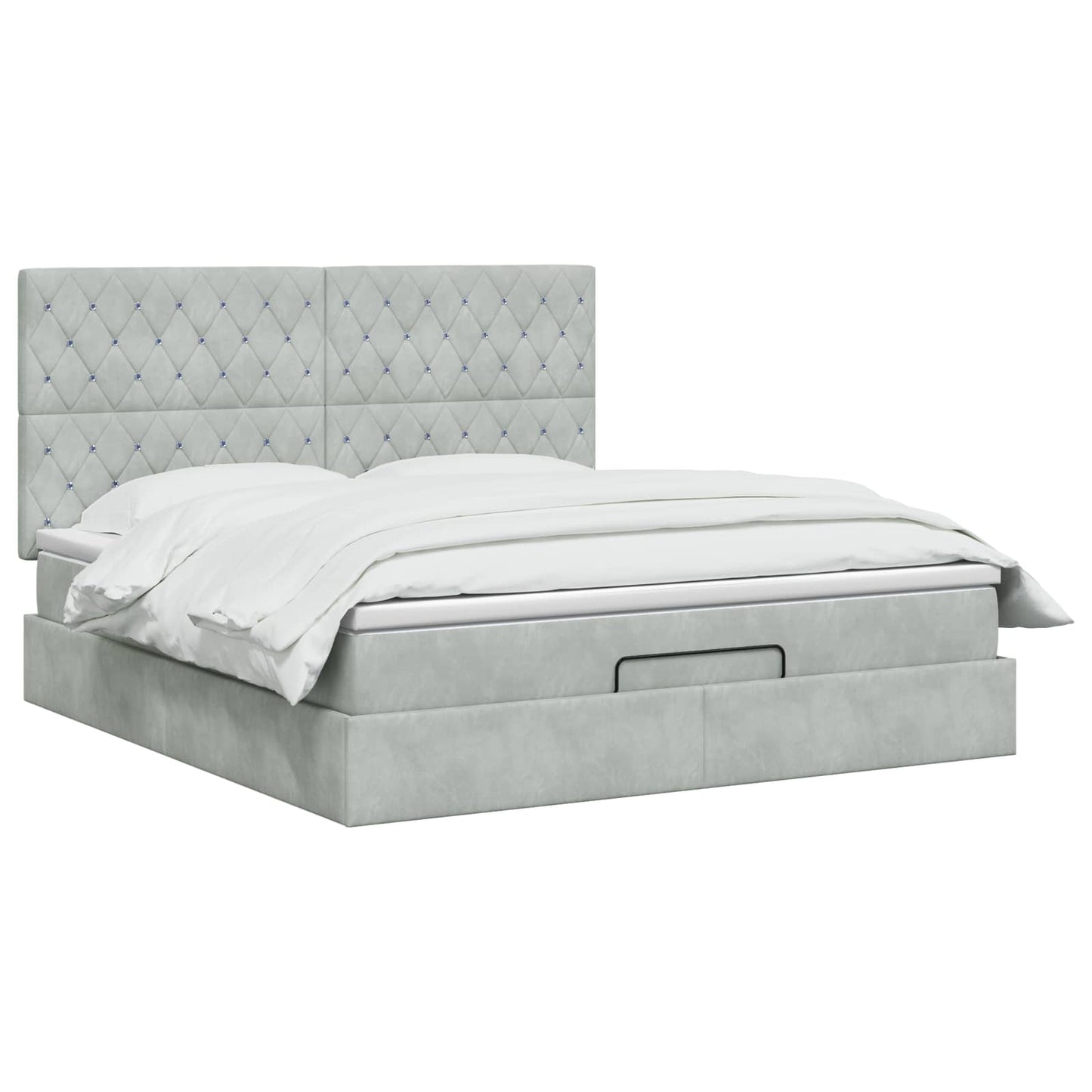 Ottoman bed met matras Lichtgrijs 160 x 200 cm Fluweel is nu te koop bij PeponiXL, paradijselijk wonen!