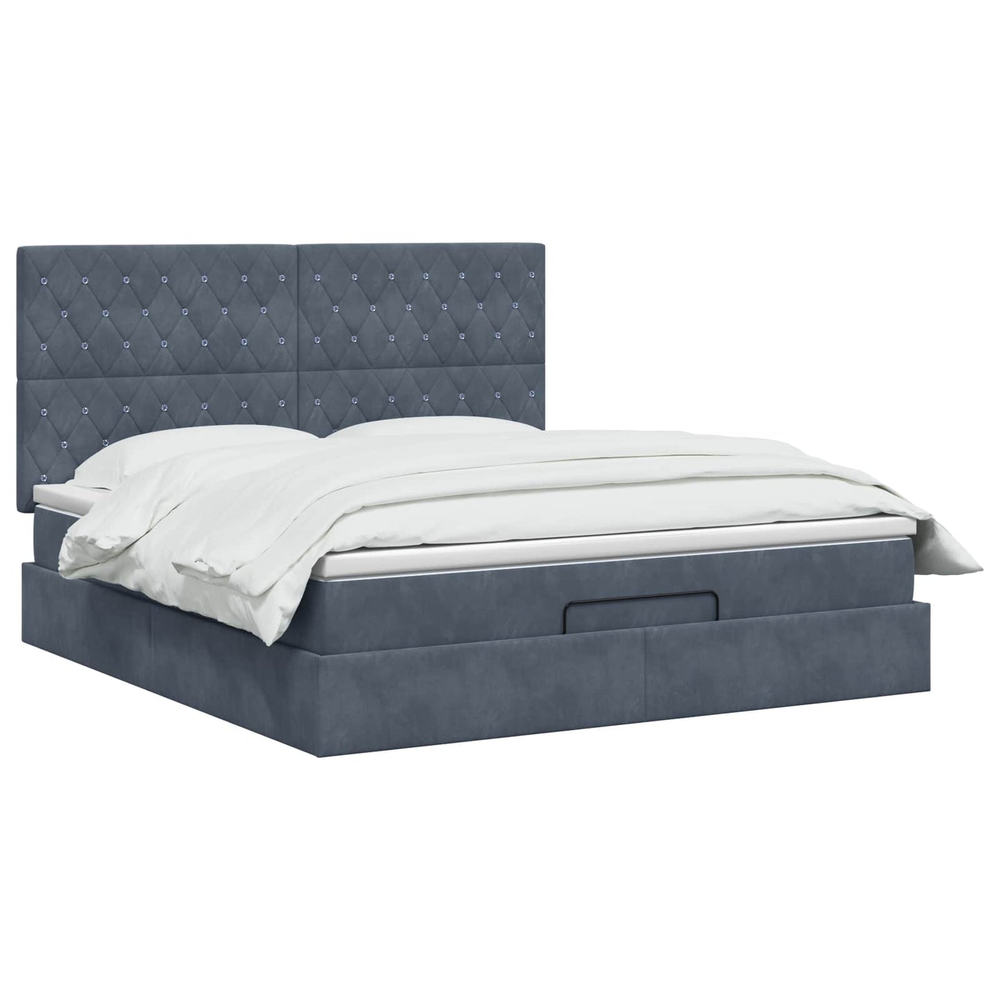 Ottoman bed met matras Donkergrijs 160 x 200 cm Fluweel is nu te koop bij PeponiXL, paradijselijk wonen!
