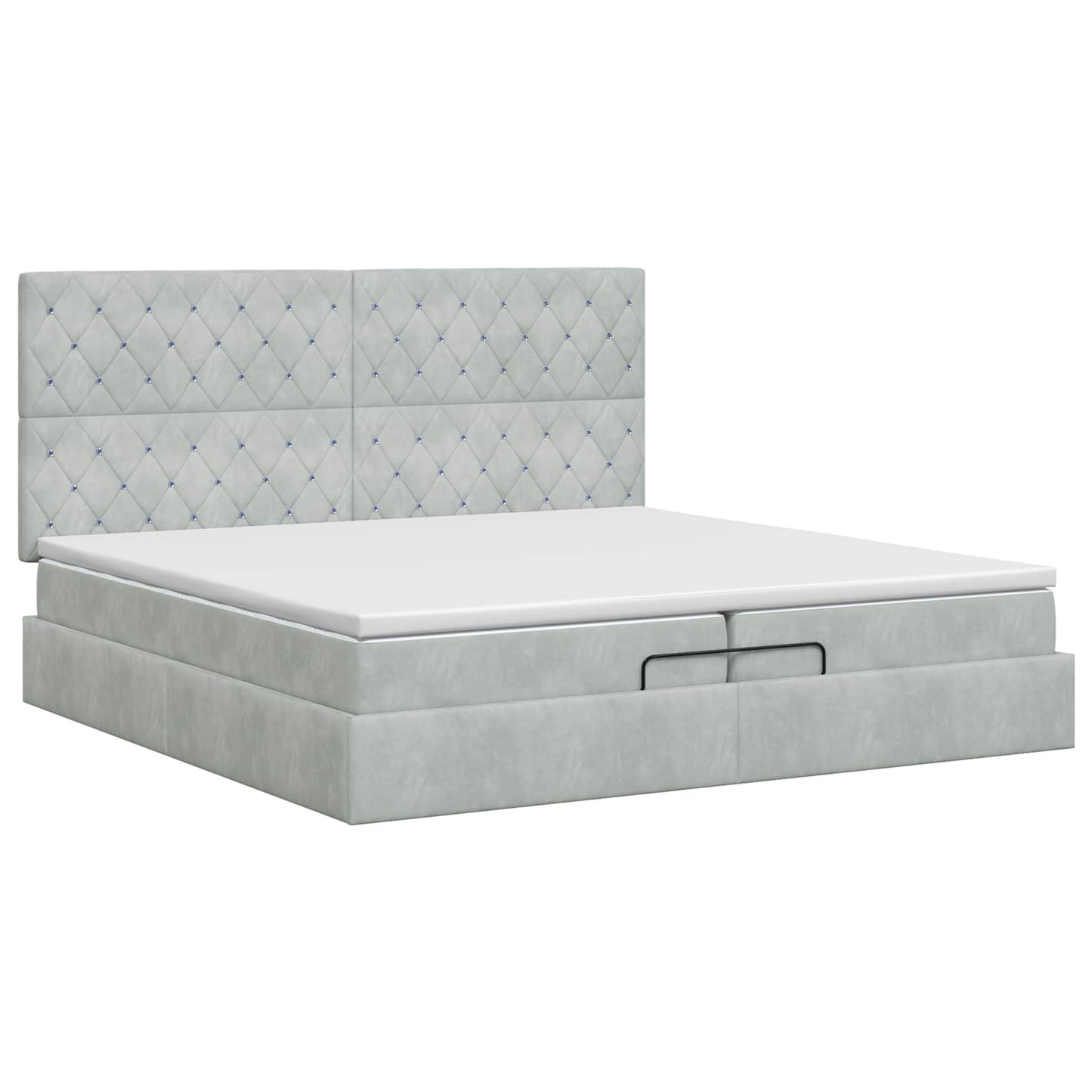 Ottoman bed met matras Lichtgrijs 200 x 200 cm Fluweel