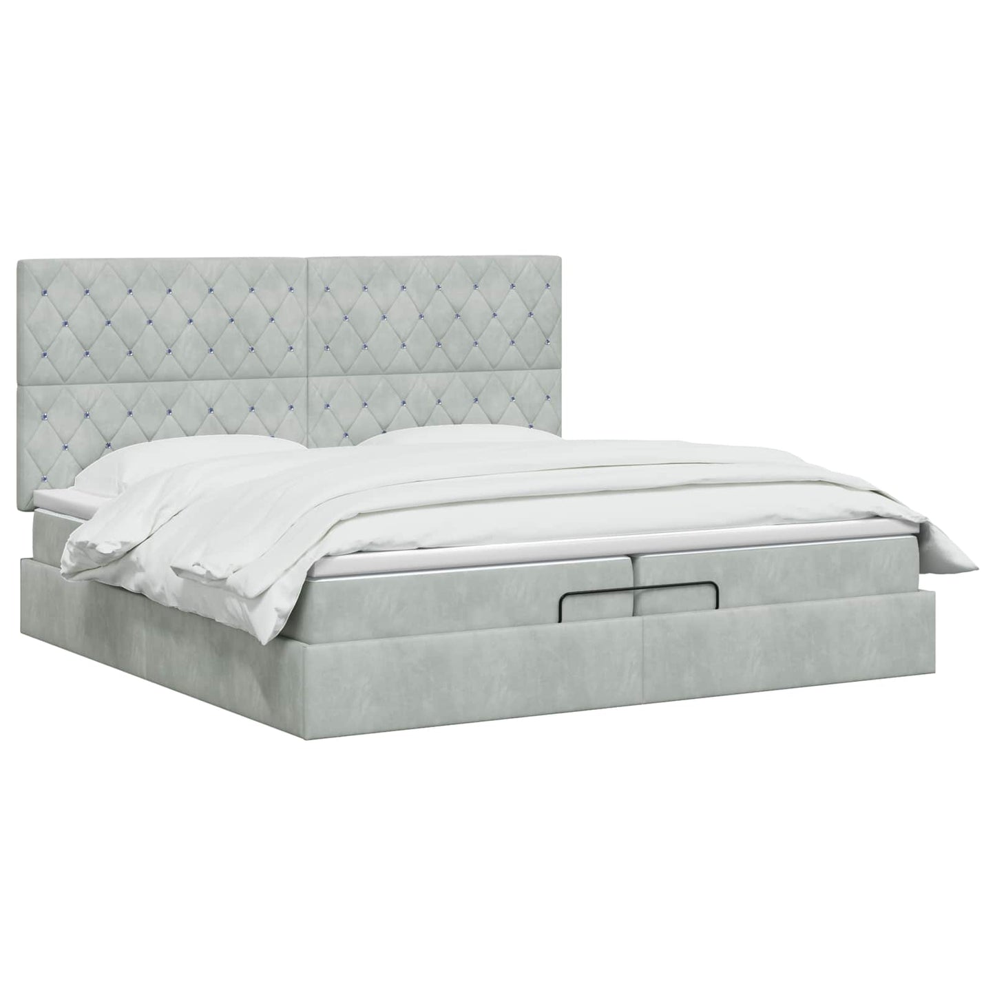 Ottoman bed met matras Lichtgrijs 200 x 200 cm Fluweel