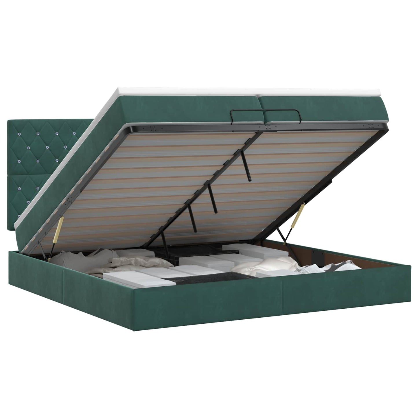 Ottoman bed met matras Donkergroen 200 x 200 cm Fluweel