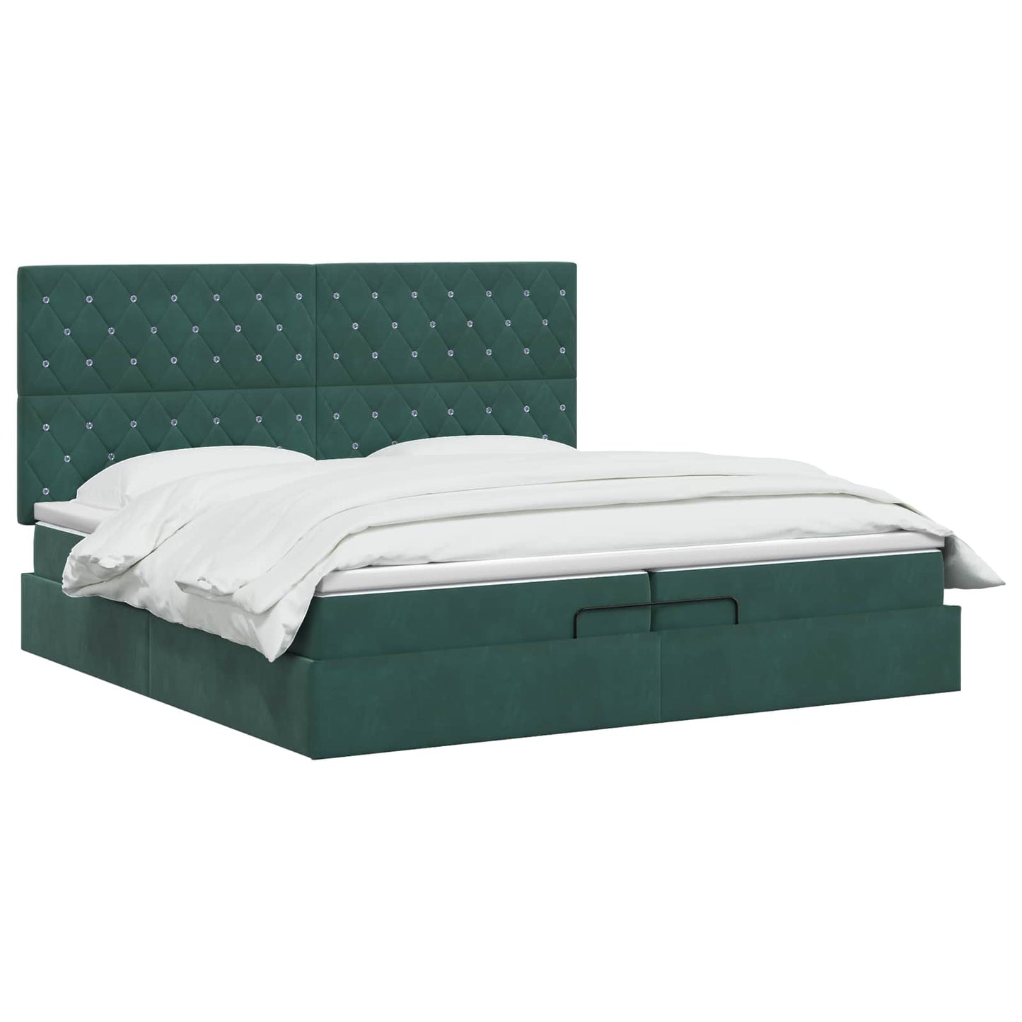 Ottoman bed met matras Donkergroen 200 x 200 cm Fluweel