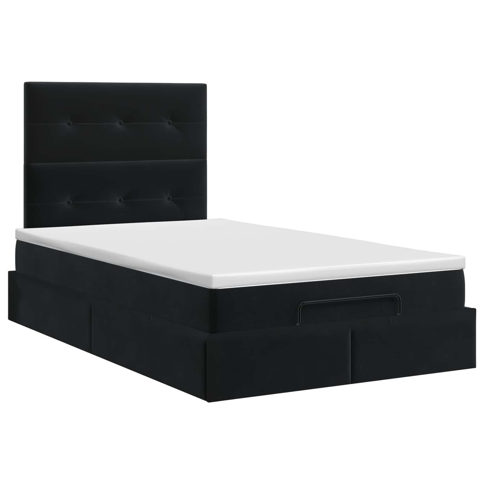 Ottoman bed met matras Zwart 120 x 200 cm Fluweel is nu te koop bij PeponiXL, paradijselijk wonen!