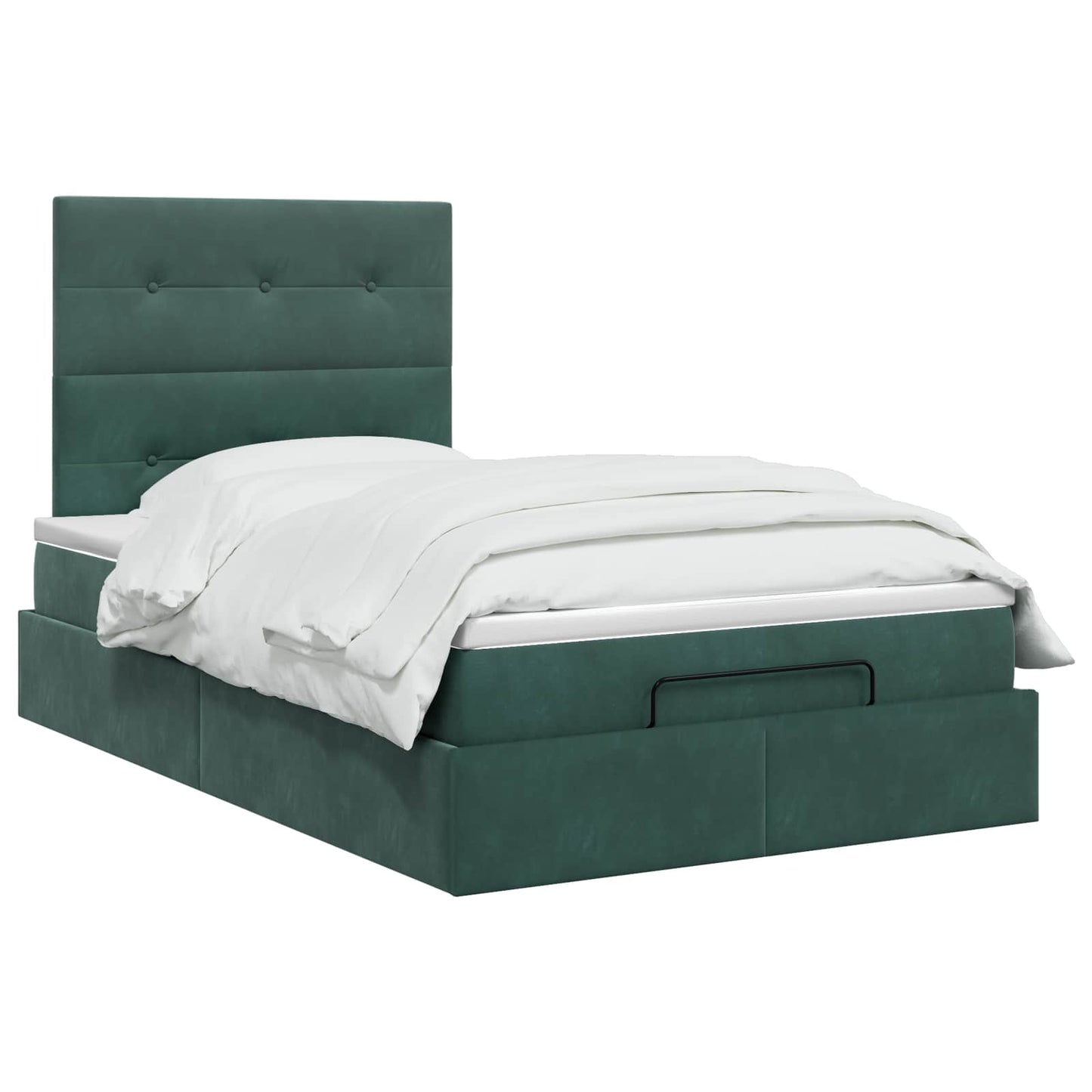 Ottoman bed met matras Donkergroen 120 x 200 cm Fluweel is nu te koop bij PeponiXL, paradijselijk wonen!