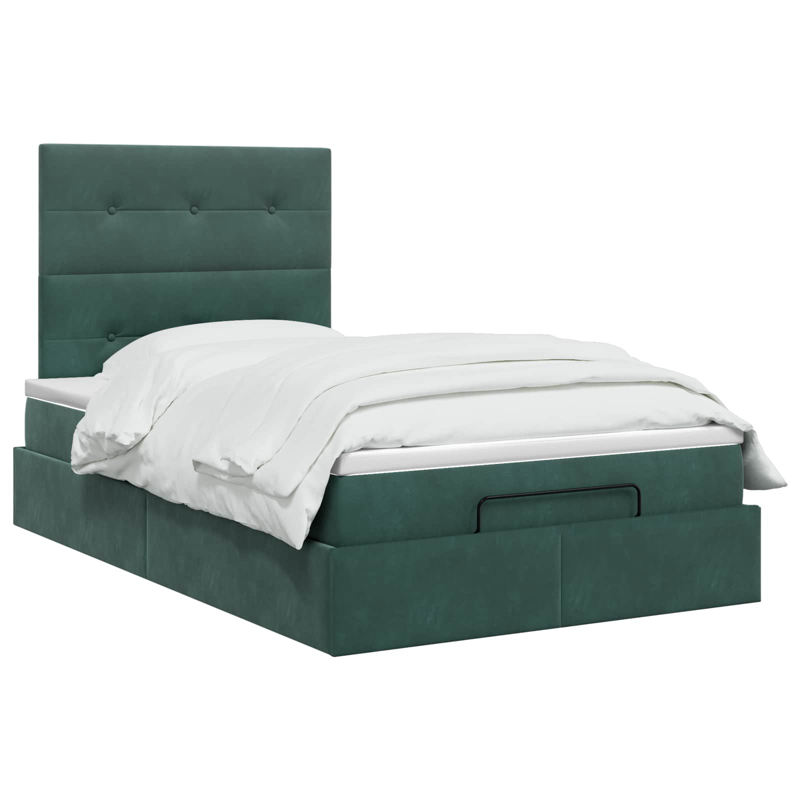 Ottoman bed met matras Donkergroen 120 x 200 cm Fluweel is nu te koop bij PeponiXL, paradijselijk wonen!