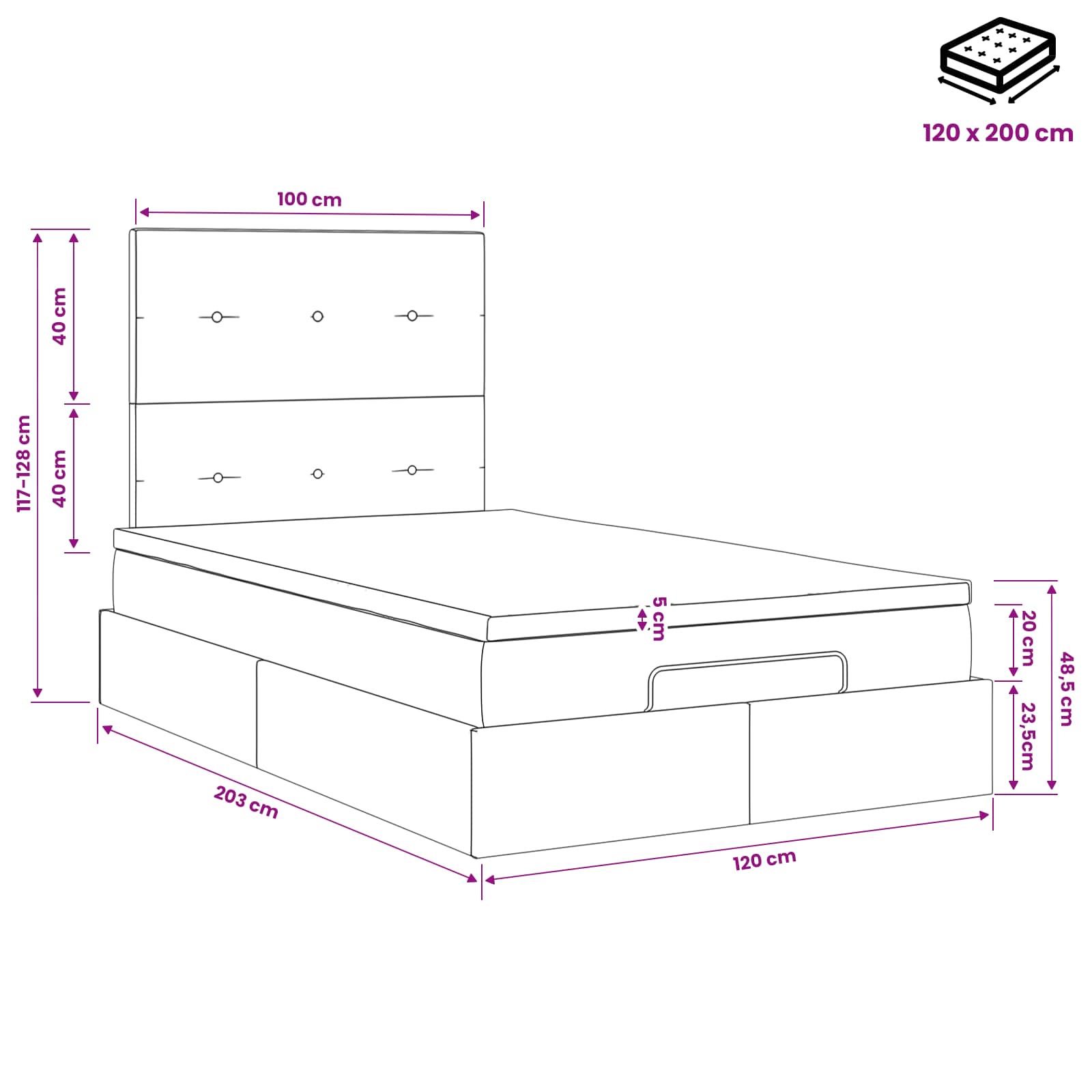 Ottoman bed met matras Donkergroen 120 x 200 cm Fluweel is nu te koop bij PeponiXL, paradijselijk wonen!