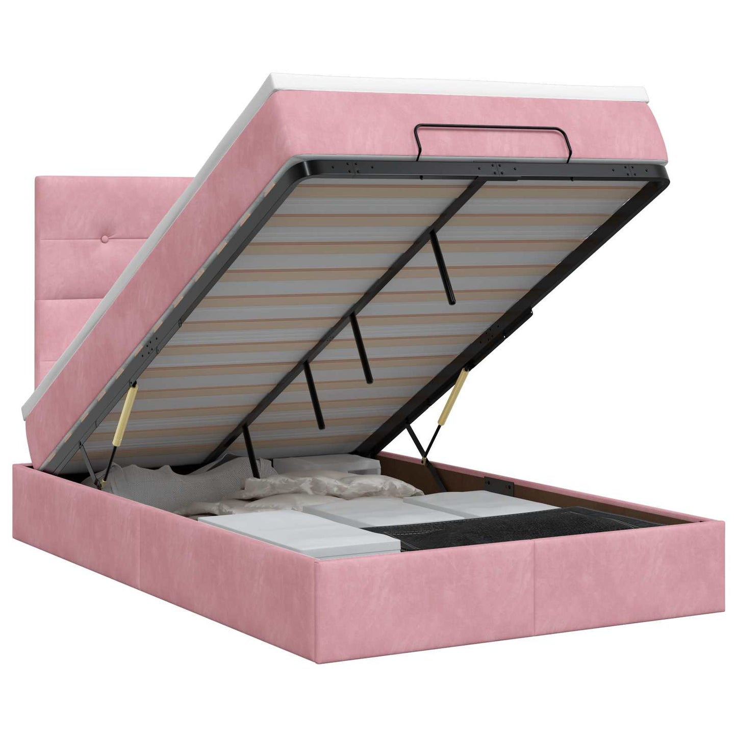 Ottoman bed met matras met hoofdeinde Roze 120 x 200 cm Fluweel is nu te koop bij PeponiXL, paradijselijk wonen!