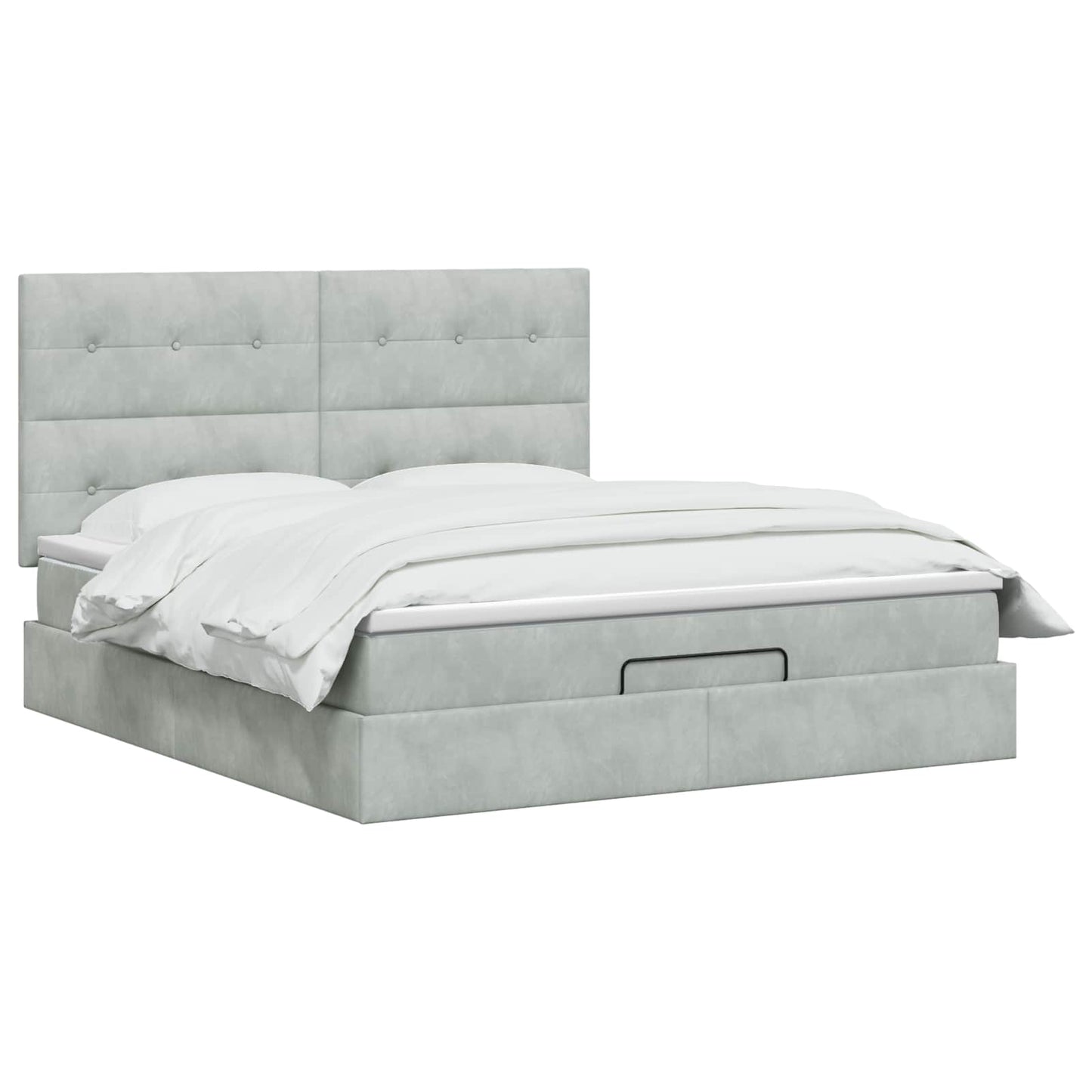 Ottoman bed met matras Lichtgrijs 140 x 190 cm Fluweel is nu te koop bij PeponiXL, paradijselijk wonen!
