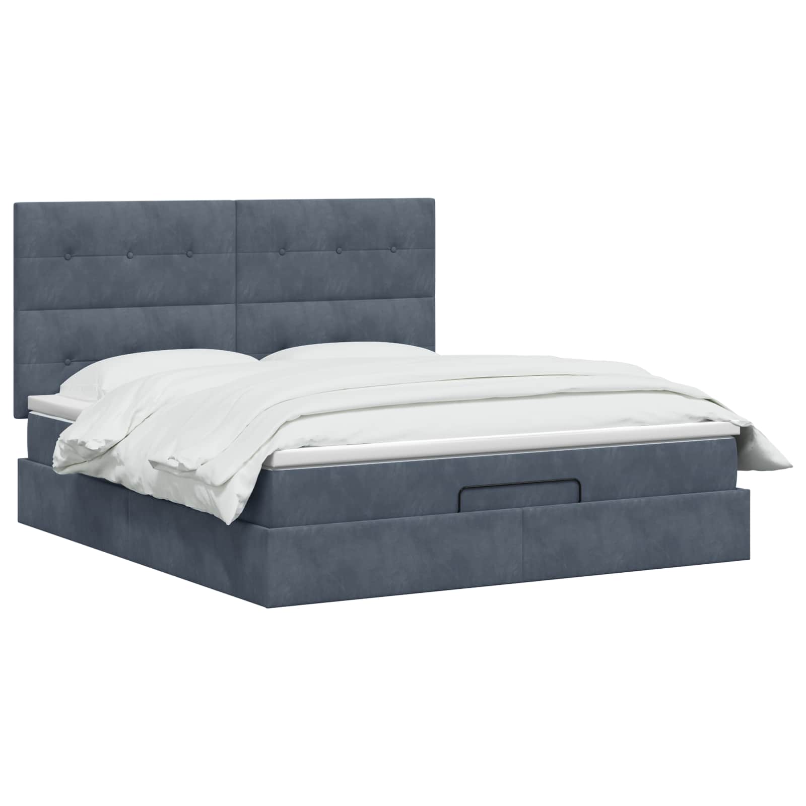 Ottoman bed met matras Donkergrijs 140 x 190 cm Fluweel is nu te koop bij PeponiXL, paradijselijk wonen!
