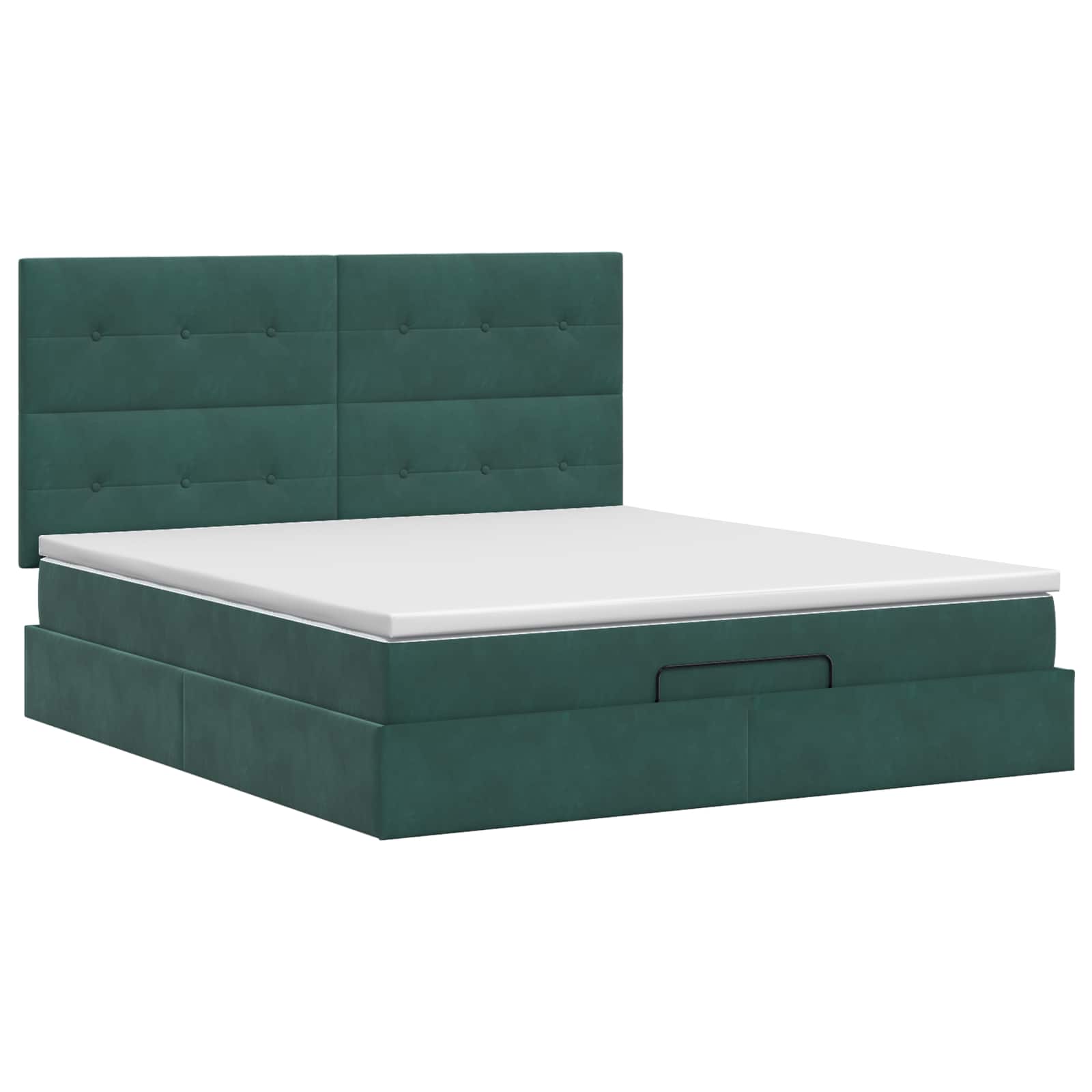 Ottoman bed met matras Donkergroen 140 x 190 cm Fluweel is nu te koop bij PeponiXL, paradijselijk wonen!